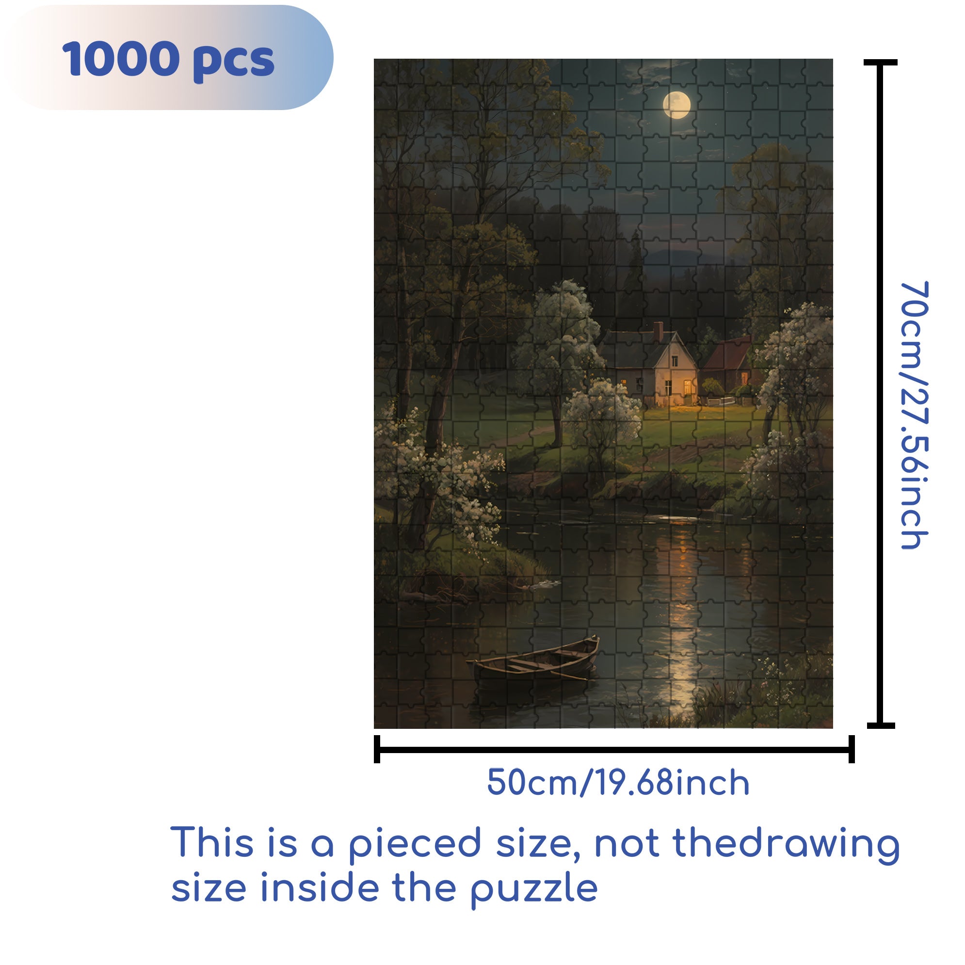 River 500pcs/1000pcs Jigsaw Puzzle, Scratch-Resistant, Interactive Family Game & Brain-Boosting DIY Decor, Perfect for Halloween, Christmas & New Year Gifts, Family Puzzle Game