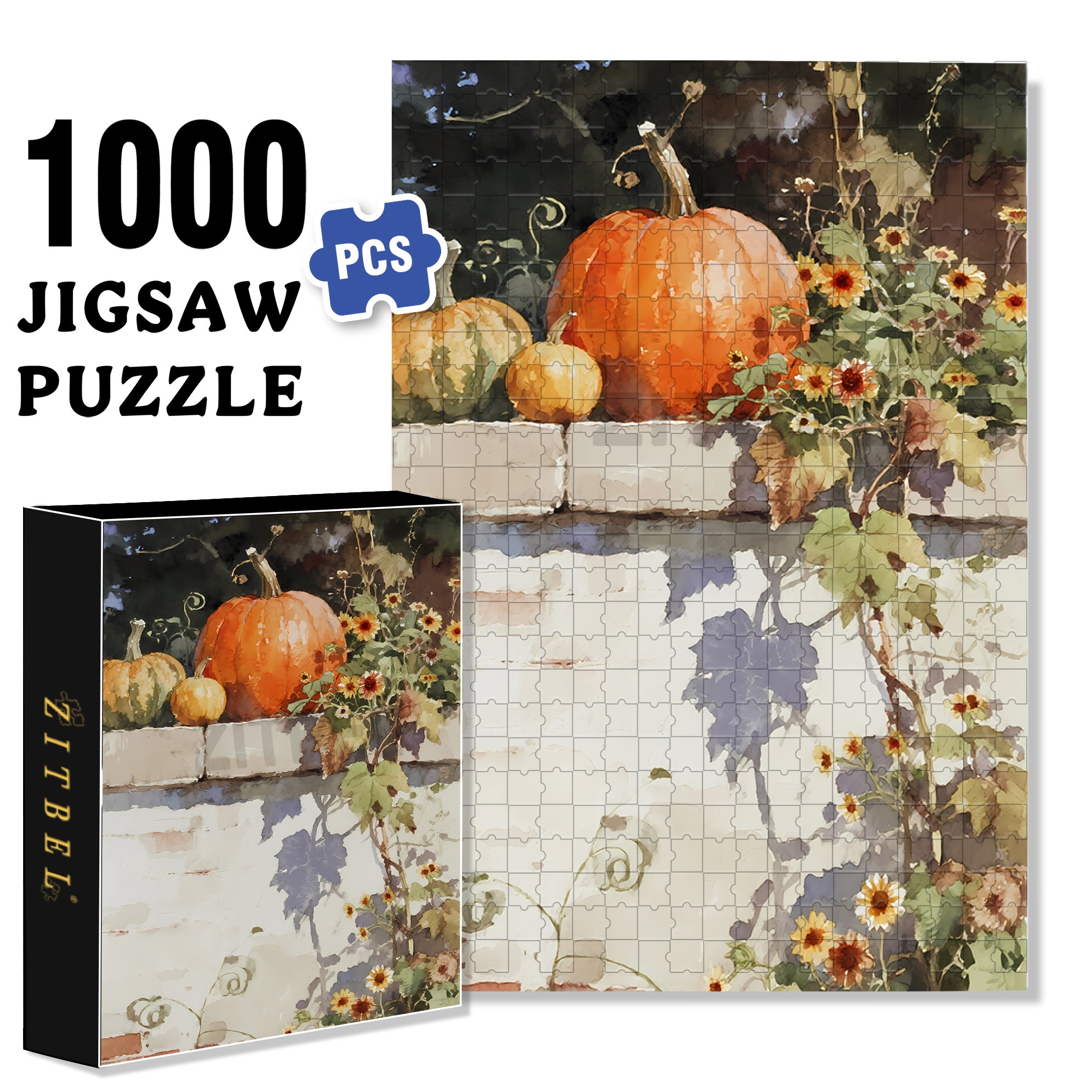 Round Pumpkin 500pcs/1000pcs Jigsaw Puzzle, Scratch-Resistant, Interactive Family Game & Brain-Boosting DIY Decor, Perfect for Halloween, Christmas & New Year Gifts, Family Puzzle Game