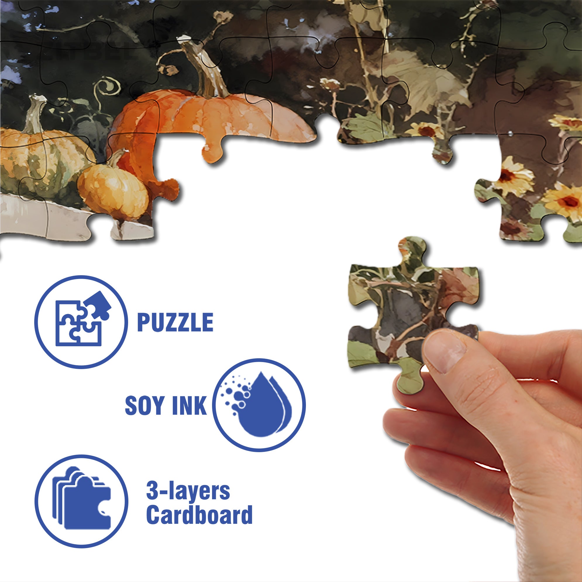 Round Pumpkin 500pcs/1000pcs Jigsaw Puzzle, Scratch-Resistant, Interactive Family Game & Brain-Boosting DIY Decor, Perfect for Halloween, Christmas & New Year Gifts, Family Puzzle Game