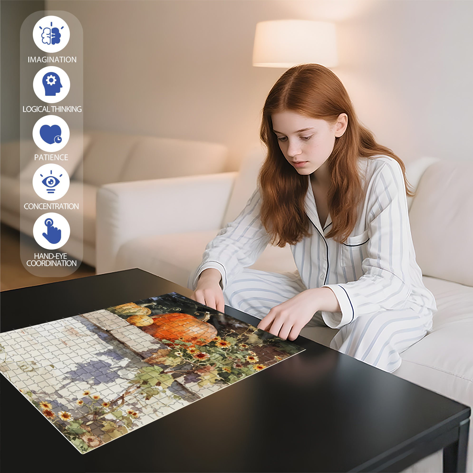 Round Pumpkin 500pcs/1000pcs Jigsaw Puzzle, Scratch-Resistant, Interactive Family Game & Brain-Boosting DIY Decor, Perfect for Halloween, Christmas & New Year Gifts, Family Puzzle Game