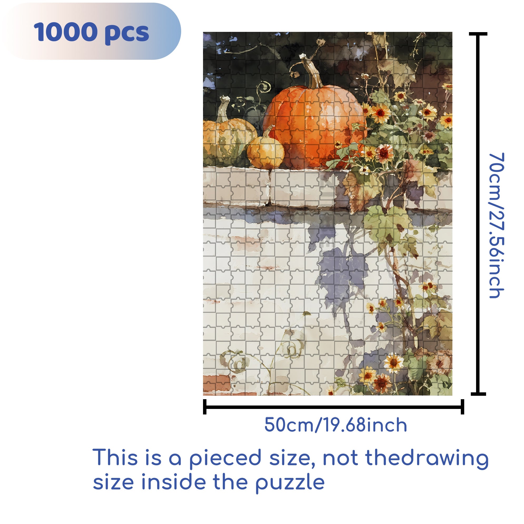 Round Pumpkin 500pcs/1000pcs Jigsaw Puzzle, Scratch-Resistant, Interactive Family Game & Brain-Boosting DIY Decor, Perfect for Halloween, Christmas & New Year Gifts, Family Puzzle Game