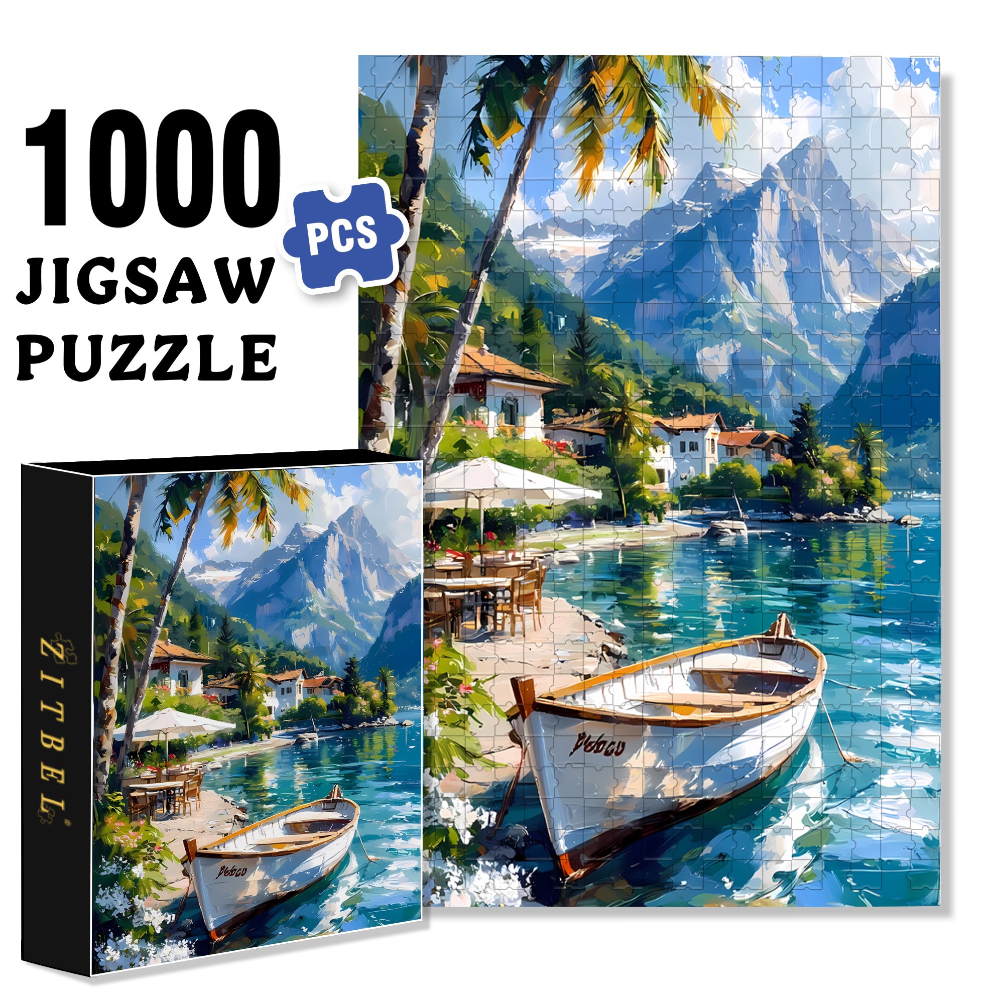 Row Your Boat 500pcs/1000pcs Jigsaw Puzzle, Scratch-Resistant, Interactive Family Game & Brain-Boosting DIY Decor, Perfect for Halloween, Christmas & New Year Gifts, Family Puzzle Game