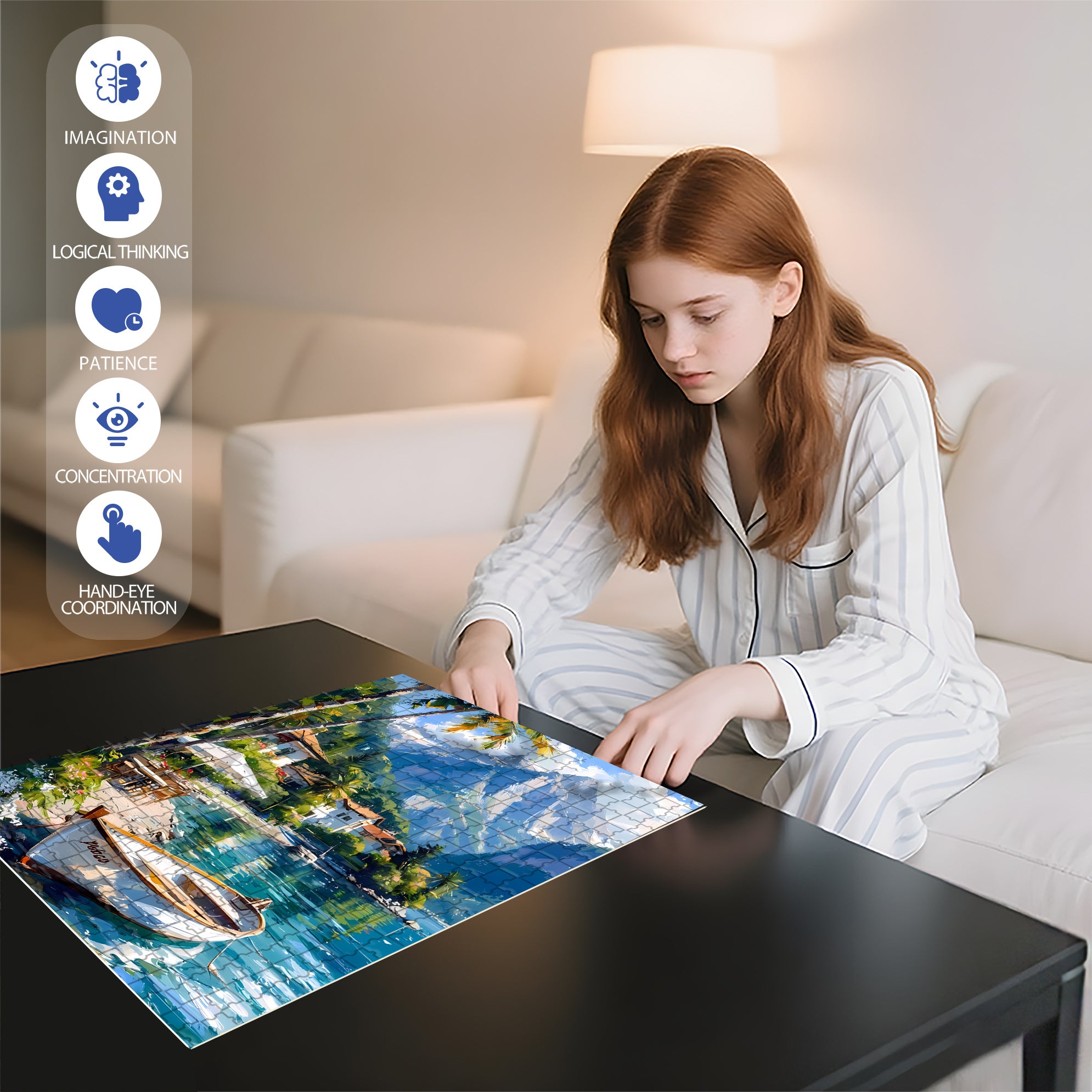 Row Your Boat 500pcs/1000pcs Jigsaw Puzzle, Scratch-Resistant, Interactive Family Game & Brain-Boosting DIY Decor, Perfect for Halloween, Christmas & New Year Gifts, Family Puzzle Game
