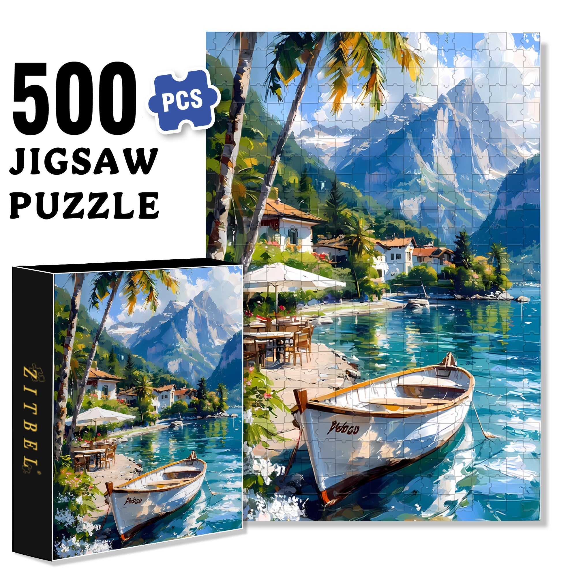 Row Your Boat 500pcs/1000pcs Jigsaw Puzzle, Scratch-Resistant, Interactive Family Game & Brain-Boosting DIY Decor, Perfect for Halloween, Christmas & New Year Gifts, Family Puzzle Game