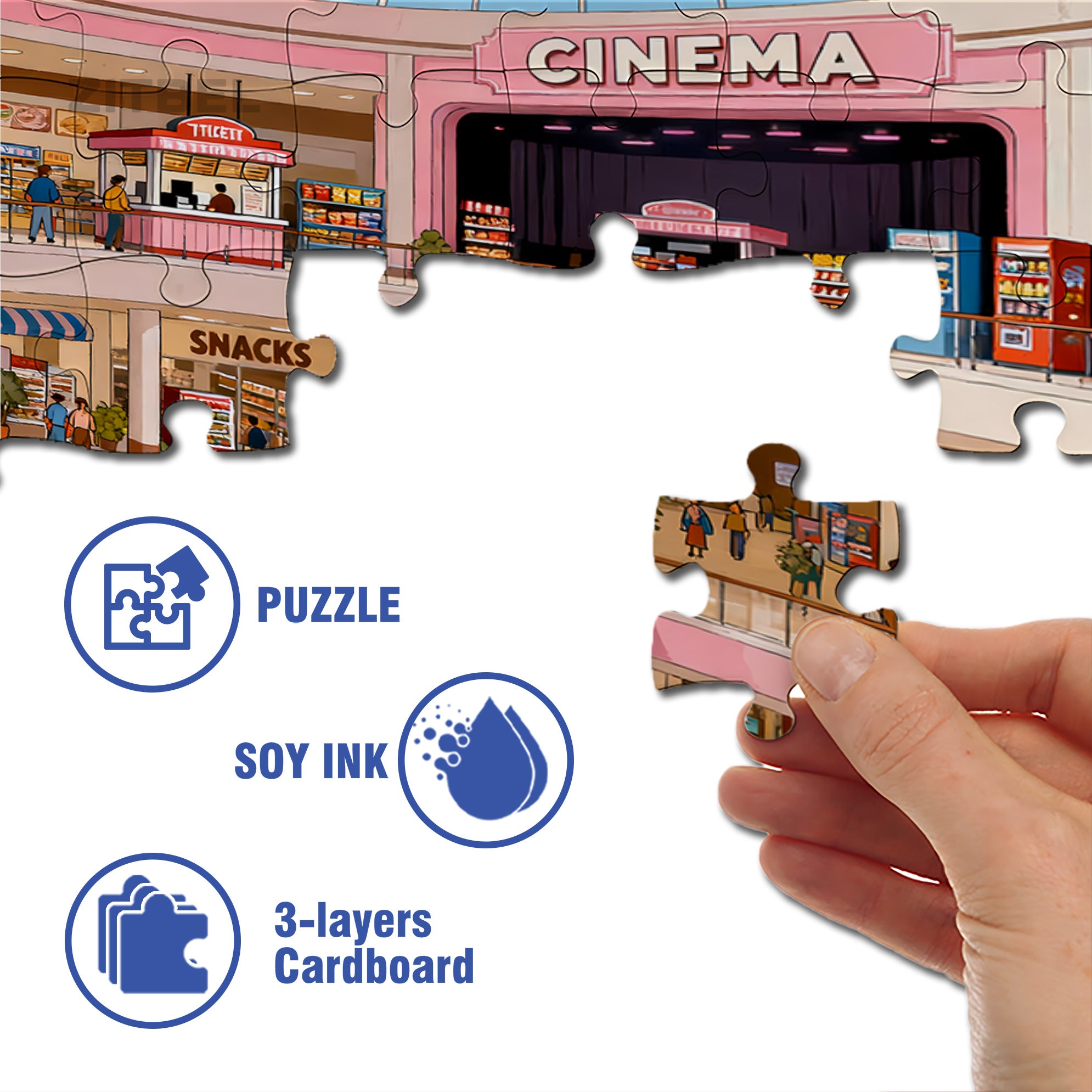 Shopping Mall 500pcs/1000pcs Jigsaw Puzzle, Scratch-Resistant, Interactive Family Game & Brain-Boosting DIY Decor, Perfect for Halloween, Christmas & New Year Gifts, Family Puzzle Game