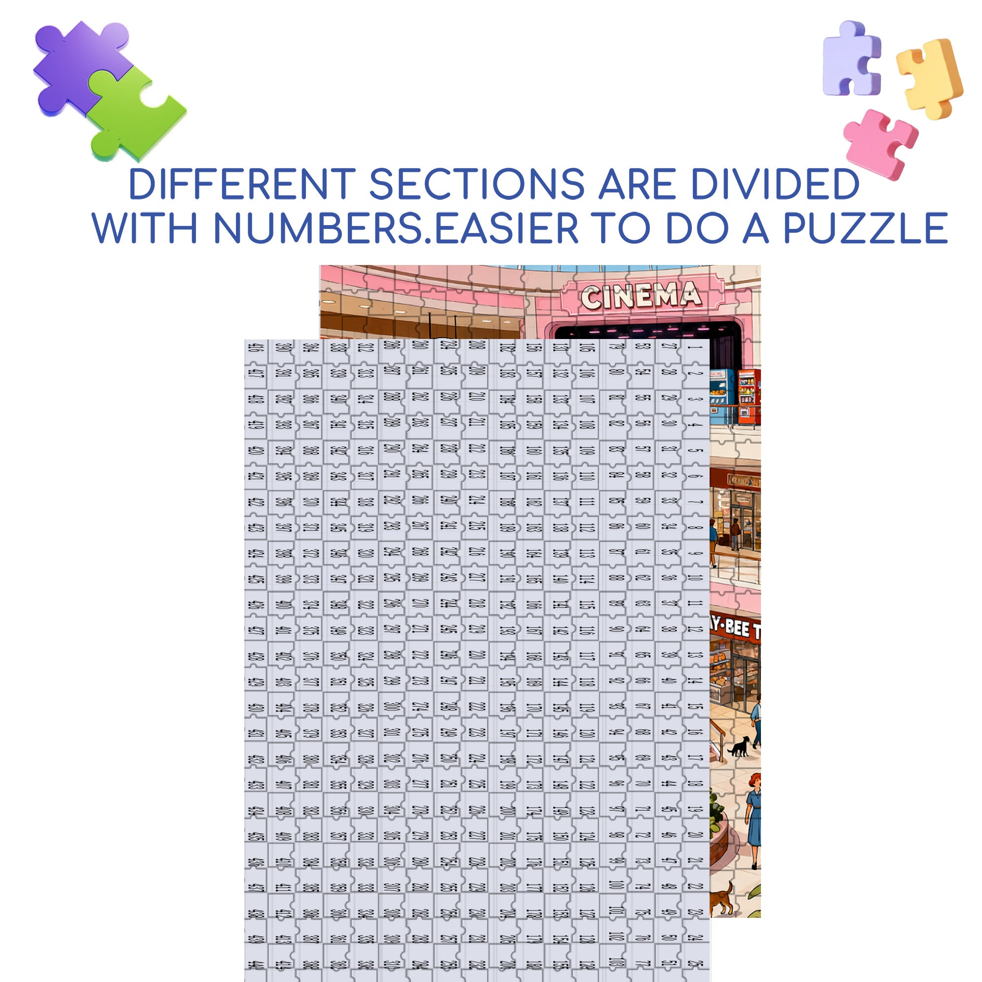 Shopping Mall 500pcs/1000pcs Jigsaw Puzzle, Scratch-Resistant, Interactive Family Game & Brain-Boosting DIY Decor, Perfect for Halloween, Christmas & New Year Gifts, Family Puzzle Game