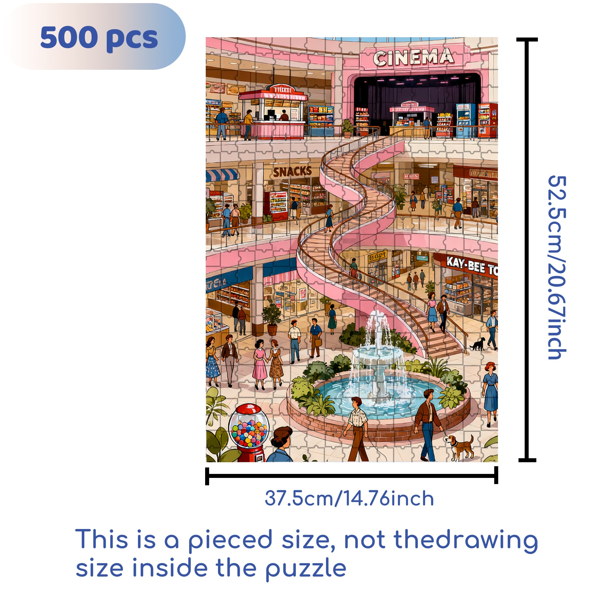 Shopping Mall 500pcs/1000pcs Jigsaw Puzzle, Scratch-Resistant, Interactive Family Game & Brain-Boosting DIY Decor, Perfect for Halloween, Christmas & New Year Gifts, Family Puzzle Game