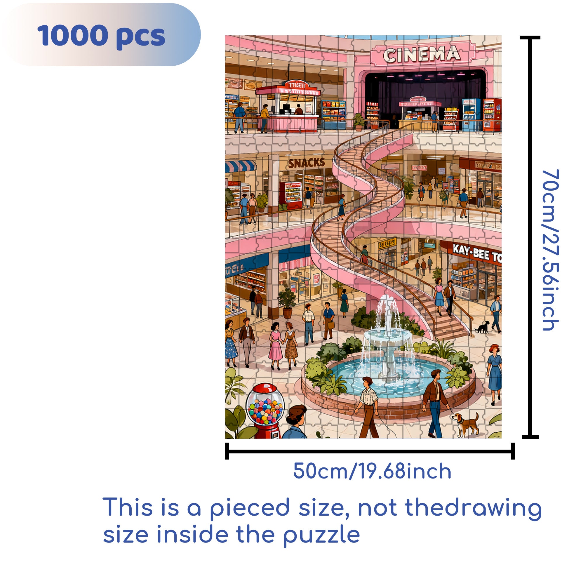 Shopping Mall 500pcs/1000pcs Jigsaw Puzzle, Scratch-Resistant, Interactive Family Game & Brain-Boosting DIY Decor, Perfect for Halloween, Christmas & New Year Gifts, Family Puzzle Game