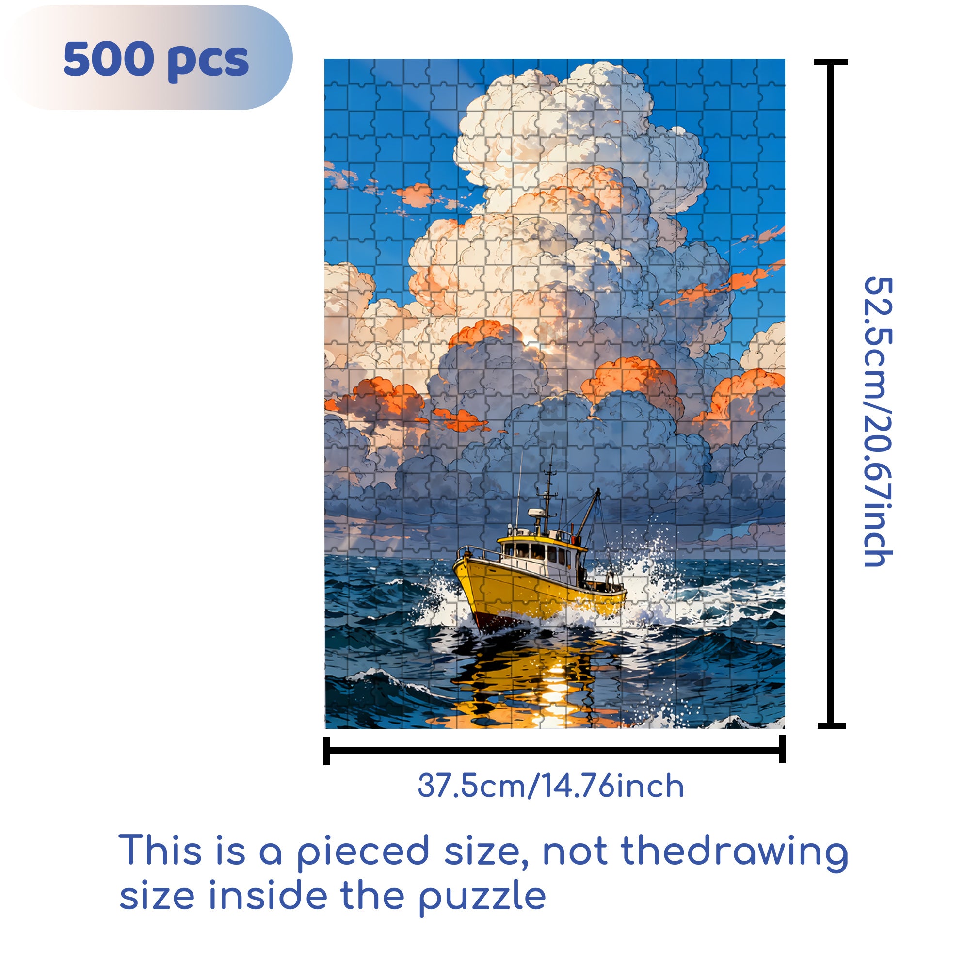 Small Fishing Boat 500pcs/1000pcs Jigsaw Puzzle, Scratch-Resistant, Interactive Family Game & Brain-Boosting DIY Decor, Perfect for Halloween, Christmas & New Year Gifts, Family Puzzle Game