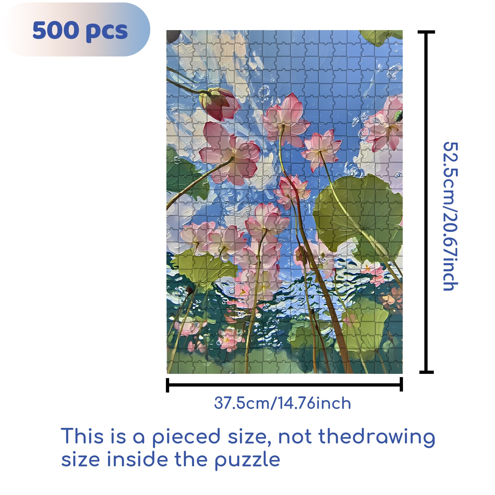 Summer Lotus 500pcs/1000pcs Jigsaw Puzzle, Scratch-Resistant, Interactive Family Game & Brain-Boosting DIY Decor, Perfect for Halloween, Christmas & New Year Gifts, Family Puzzle Game