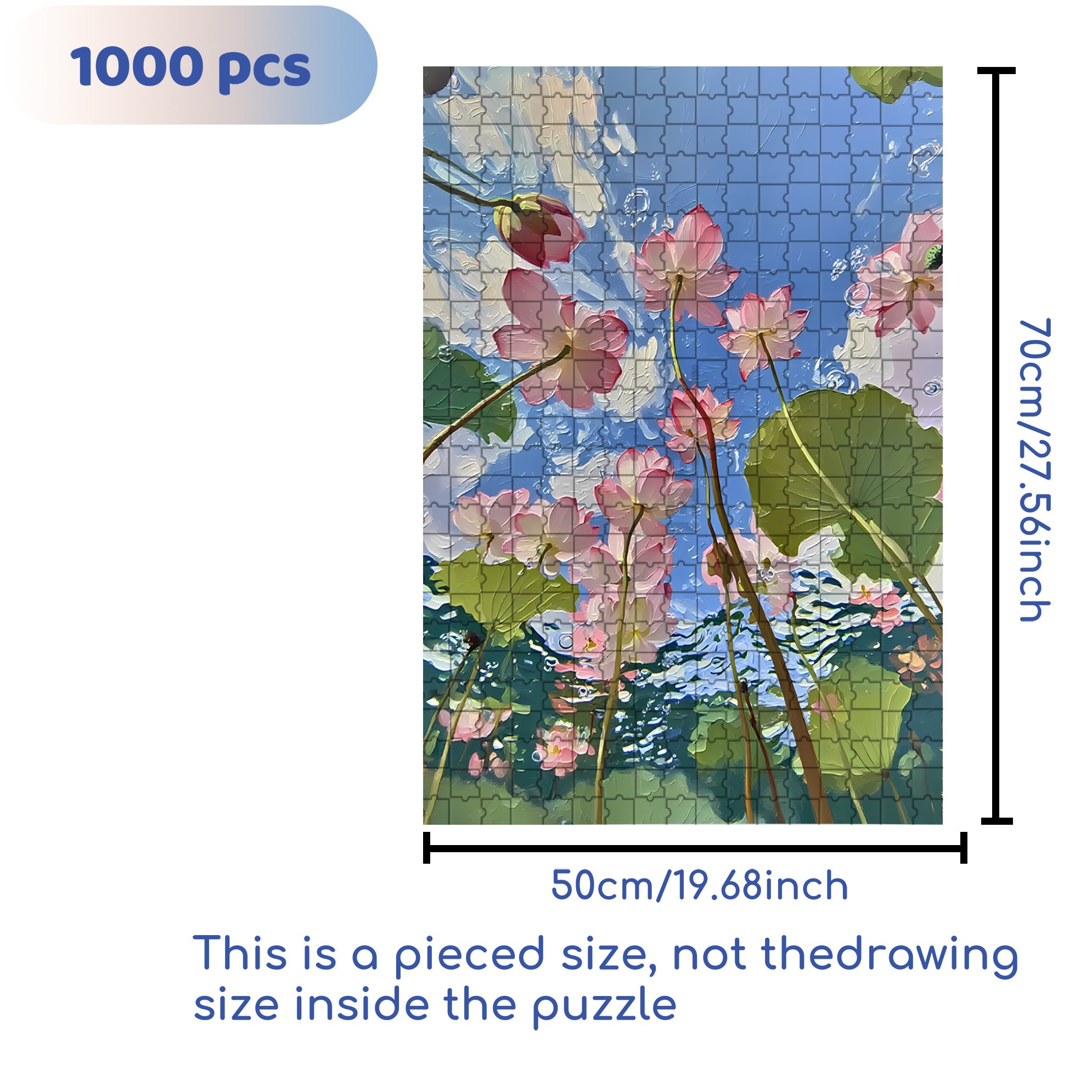 Summer Lotus 500pcs/1000pcs Jigsaw Puzzle, Scratch-Resistant, Interactive Family Game & Brain-Boosting DIY Decor, Perfect for Halloween, Christmas & New Year Gifts, Family Puzzle Game