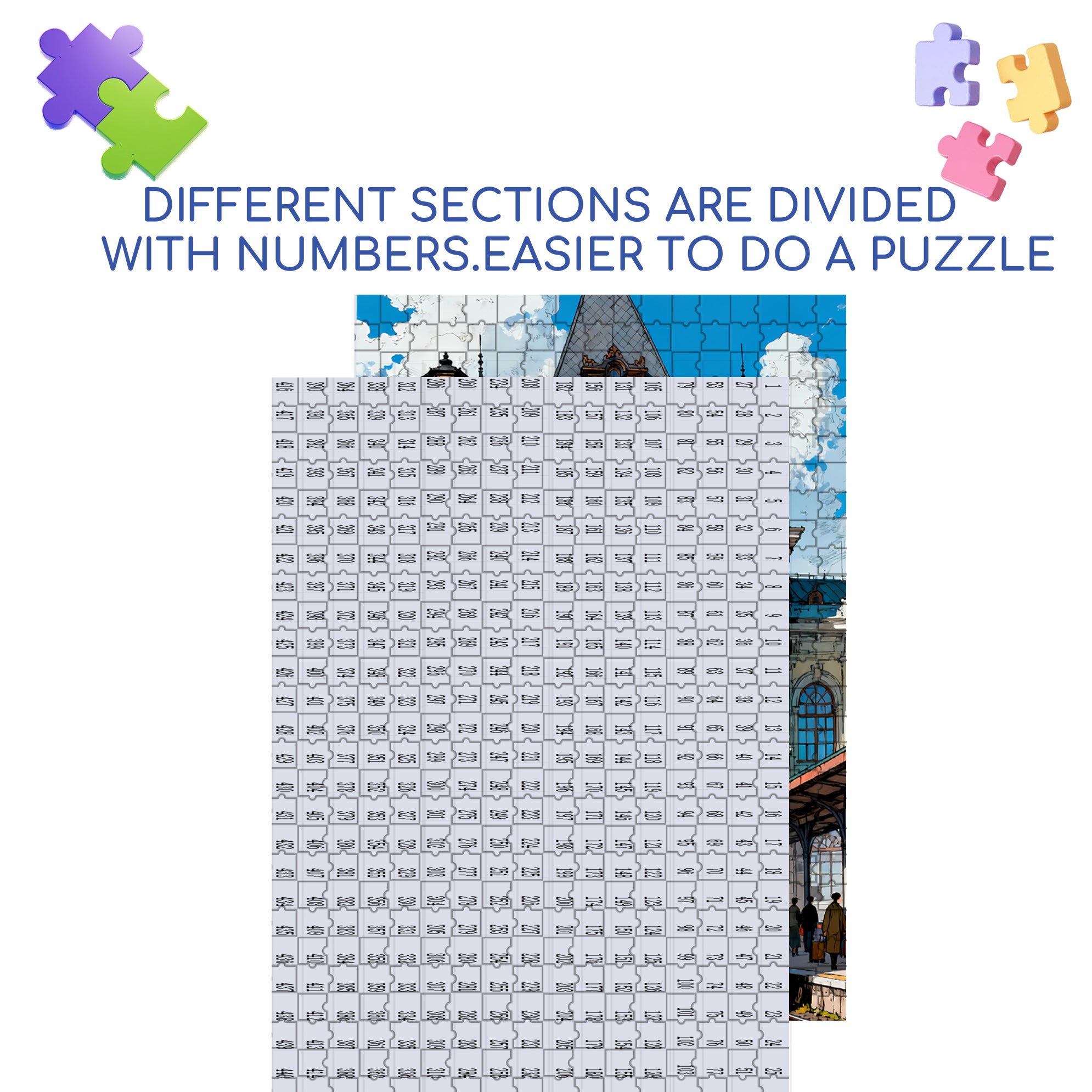 Train Departure 500pcs/1000pcs Jigsaw Puzzle, Scratch-Resistant, Interactive Family Game & Brain-Boosting DIY Decor, Perfect for Halloween, Christmas & New Year Gifts, Family Puzzle Game