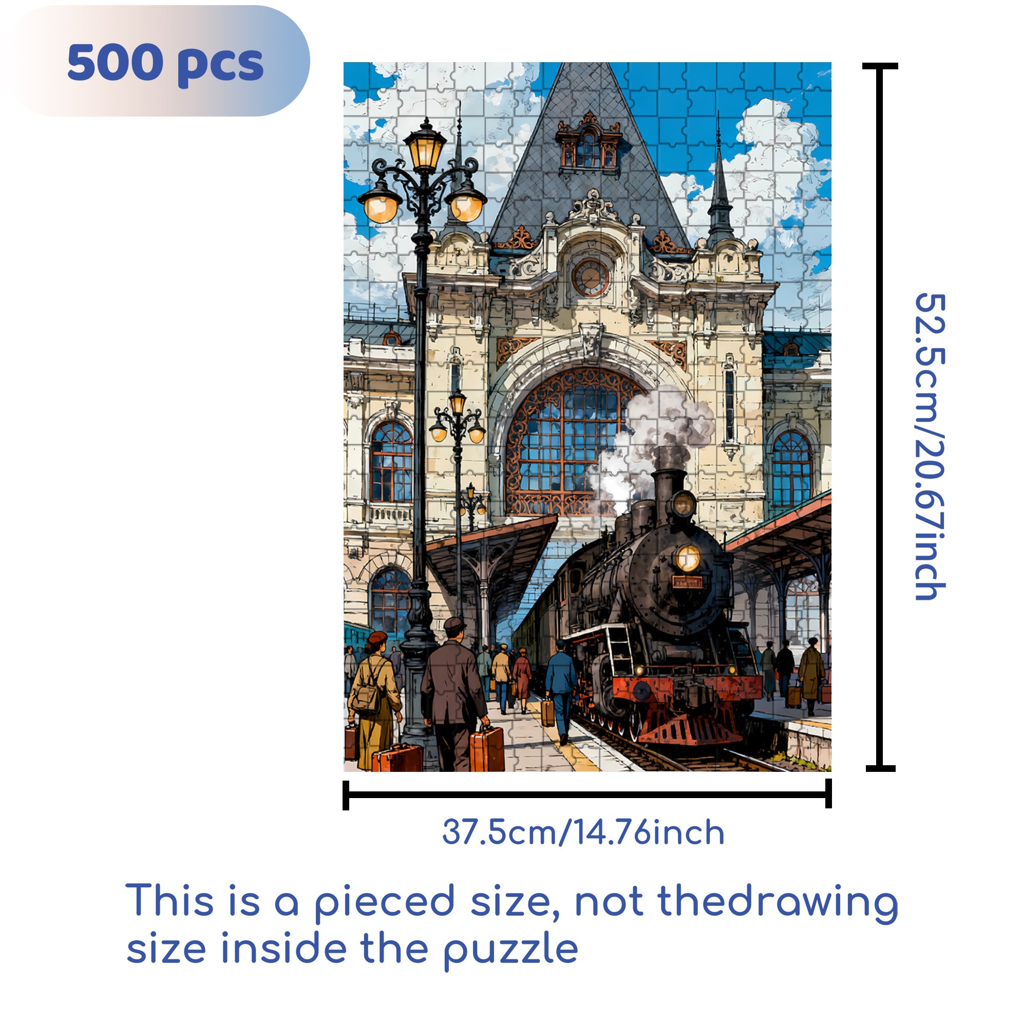 Train Departure 500pcs/1000pcs Jigsaw Puzzle, Scratch-Resistant, Interactive Family Game & Brain-Boosting DIY Decor, Perfect for Halloween, Christmas & New Year Gifts, Family Puzzle Game