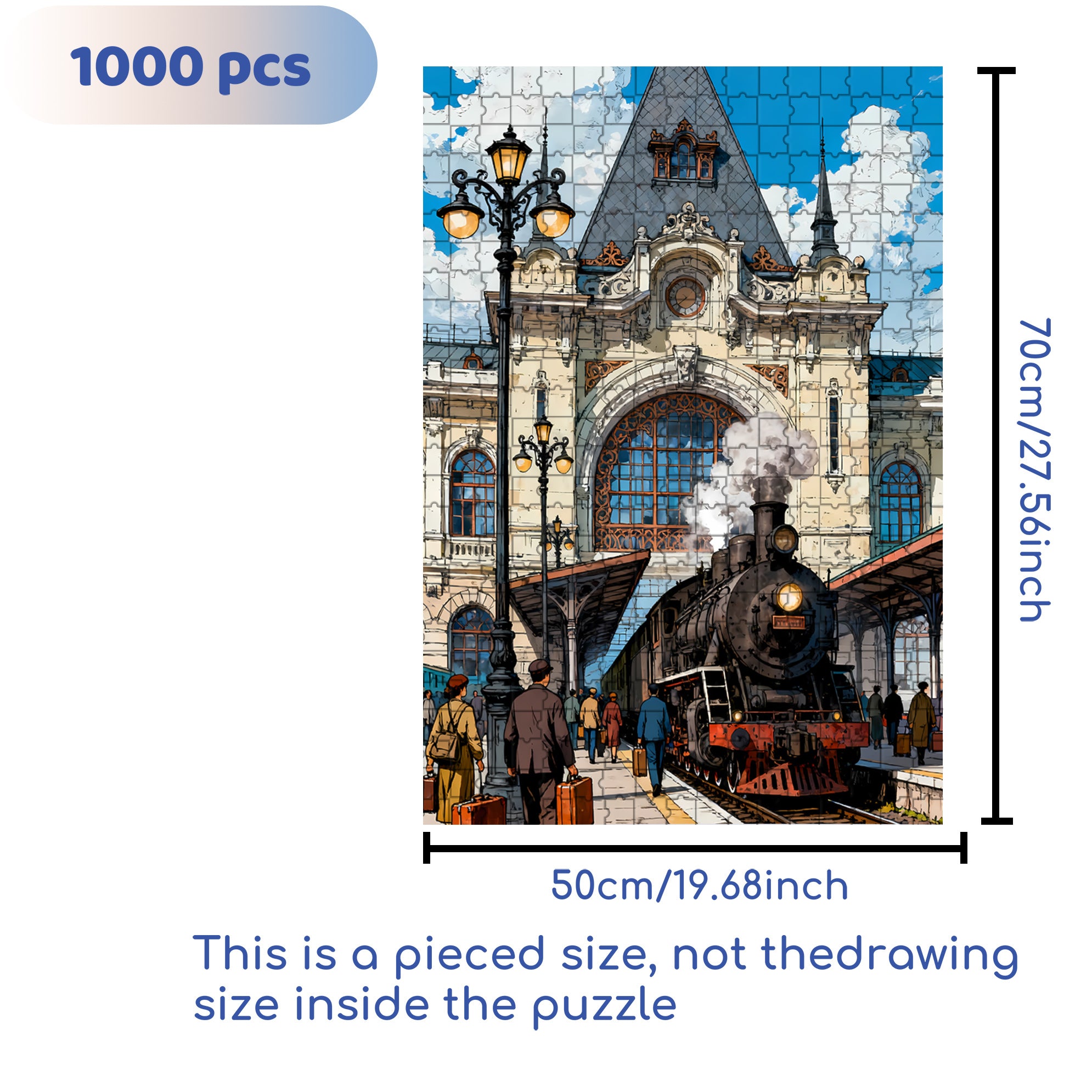 Train Departure 500pcs/1000pcs Jigsaw Puzzle, Scratch-Resistant, Interactive Family Game & Brain-Boosting DIY Decor, Perfect for Halloween, Christmas & New Year Gifts, Family Puzzle Game