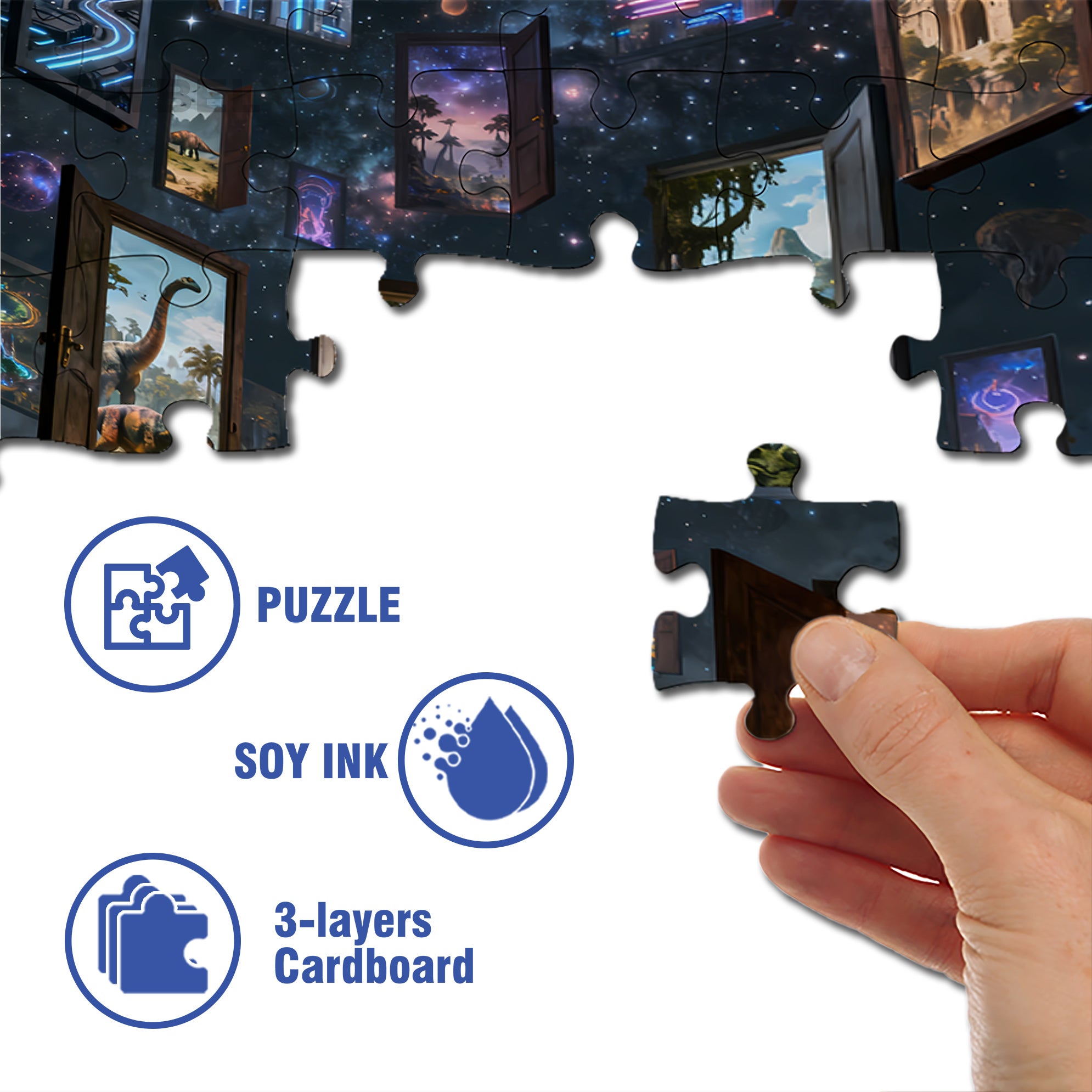 Travel Through Time And Space 500pcs/1000pcs Jigsaw Puzzle, Scratch-Resistant, Interactive Family Game & Brain-Boosting DIY Decor, Perfect for Halloween, Christmas & New Year Gifts, Family Puzzle Game