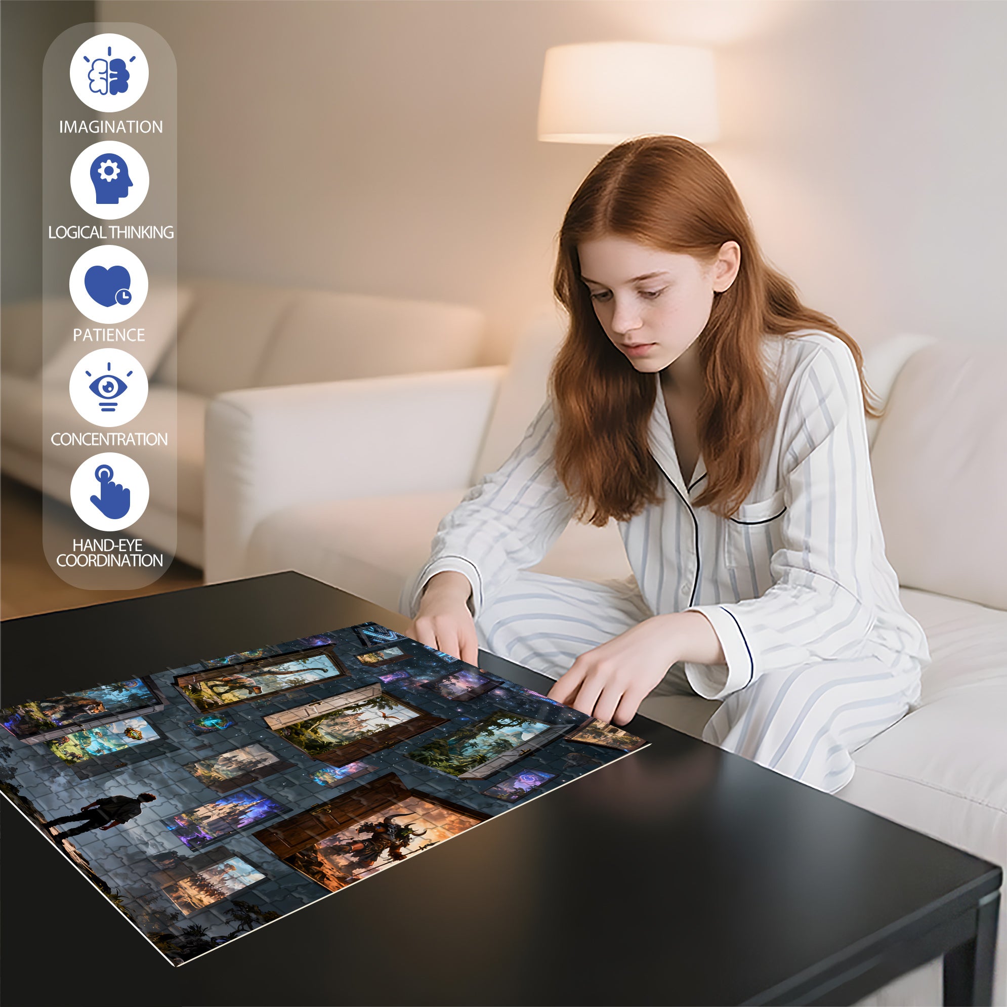Travel Through Time And Space 500pcs/1000pcs Jigsaw Puzzle, Scratch-Resistant, Interactive Family Game & Brain-Boosting DIY Decor, Perfect for Halloween, Christmas & New Year Gifts, Family Puzzle Game