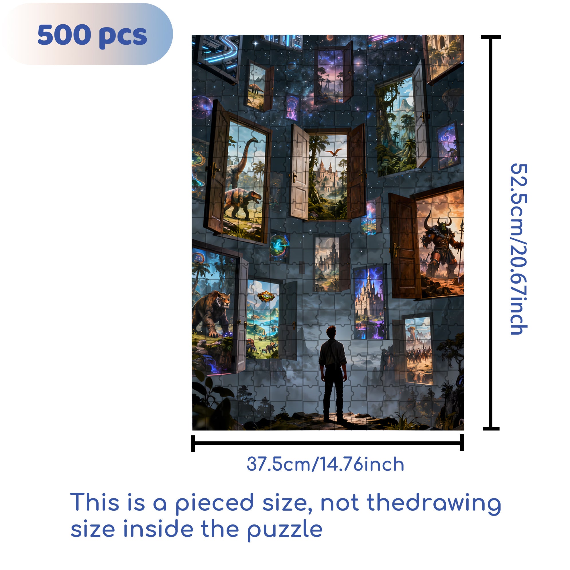 Travel Through Time And Space 500pcs/1000pcs Jigsaw Puzzle, Scratch-Resistant, Interactive Family Game & Brain-Boosting DIY Decor, Perfect for Halloween, Christmas & New Year Gifts, Family Puzzle Game