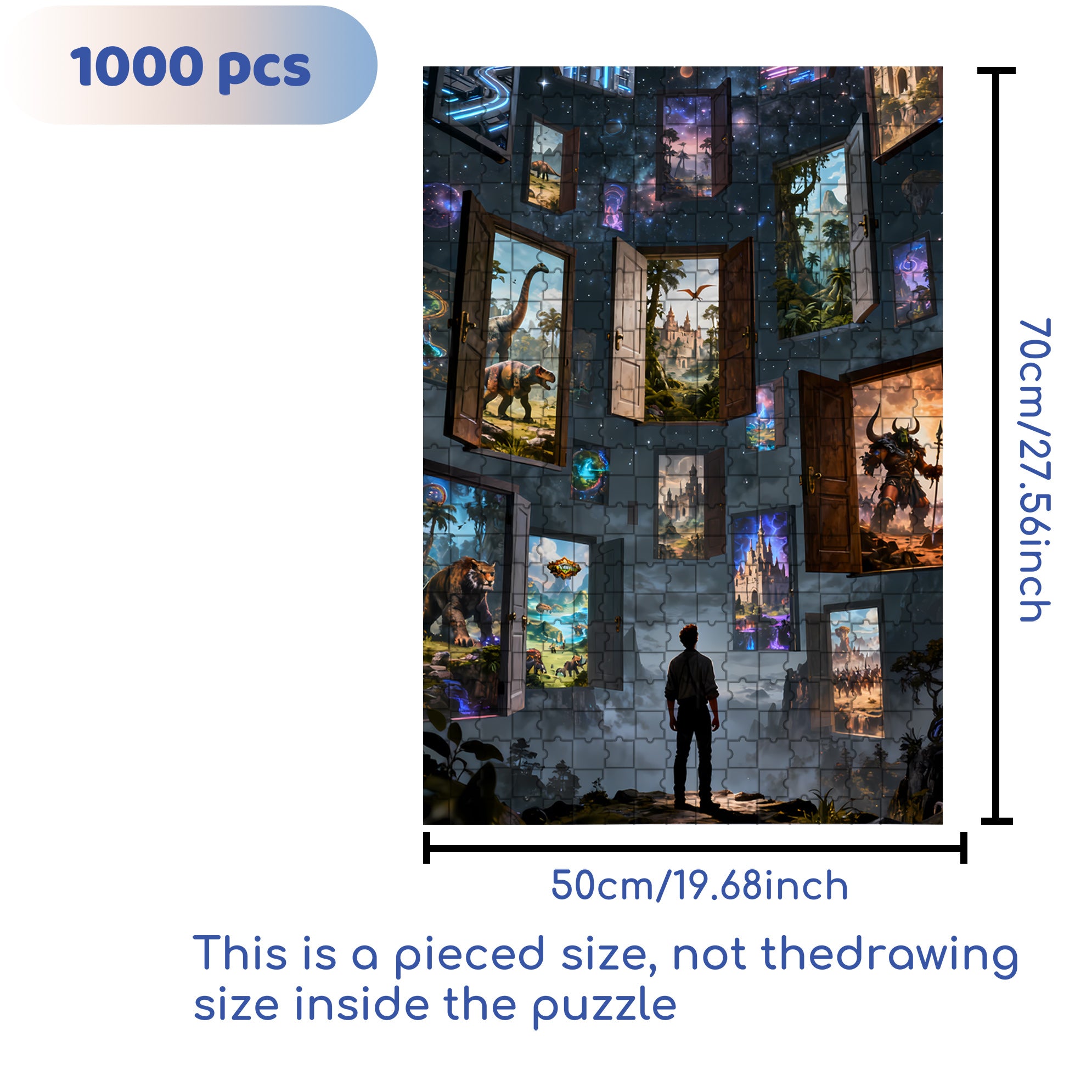 Travel Through Time And Space 500pcs/1000pcs Jigsaw Puzzle, Scratch-Resistant, Interactive Family Game & Brain-Boosting DIY Decor, Perfect for Halloween, Christmas & New Year Gifts, Family Puzzle Game