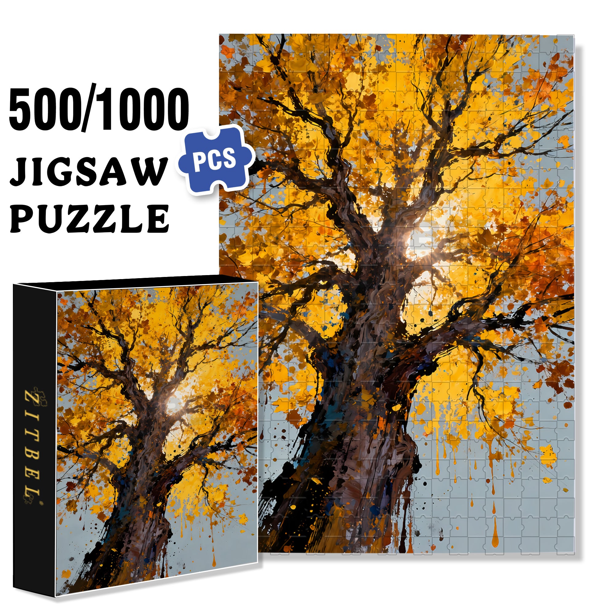 Warm Autumn Sun 500pcs/1000pcs Jigsaw Puzzle, Scratch-Resistant, Interactive Family Game & Brain-Boosting DIY Decor, Perfect for Halloween, Christmas & New Year Gifts, Family Puzzle Game