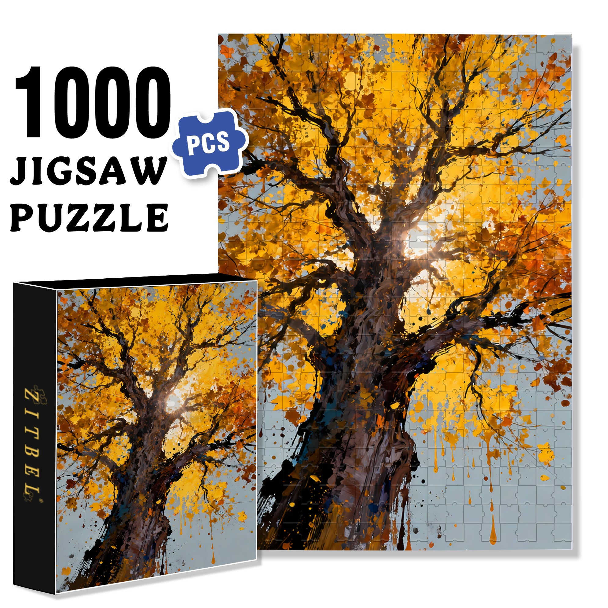 Warm Autumn Sun 500pcs/1000pcs Jigsaw Puzzle, Scratch-Resistant, Interactive Family Game & Brain-Boosting DIY Decor, Perfect for Halloween, Christmas & New Year Gifts, Family Puzzle Game