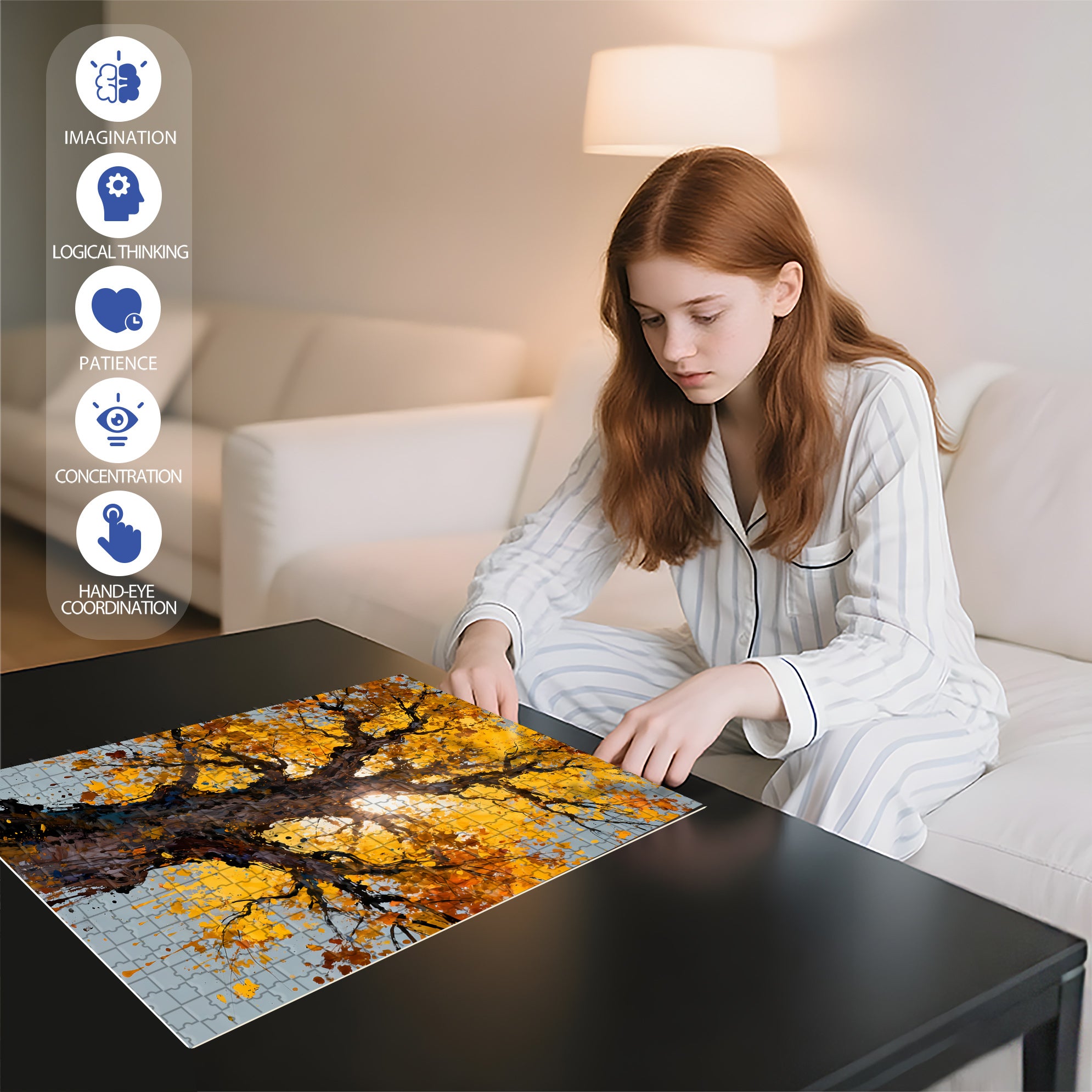 Warm Autumn Sun 500pcs/1000pcs Jigsaw Puzzle, Scratch-Resistant, Interactive Family Game & Brain-Boosting DIY Decor, Perfect for Halloween, Christmas & New Year Gifts, Family Puzzle Game