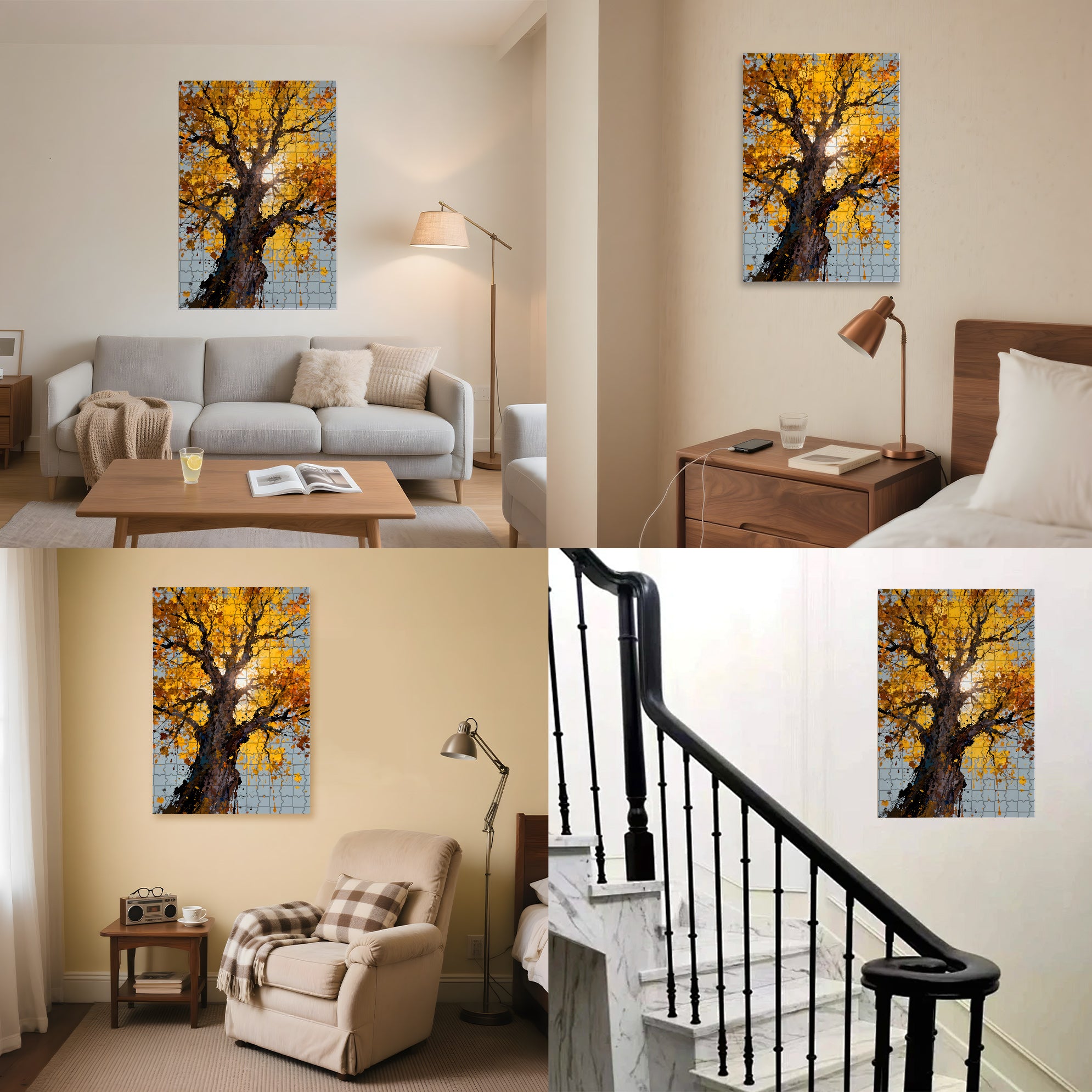 Warm Autumn Sun 500pcs/1000pcs Jigsaw Puzzle, Scratch-Resistant, Interactive Family Game & Brain-Boosting DIY Decor, Perfect for Halloween, Christmas & New Year Gifts, Family Puzzle Game