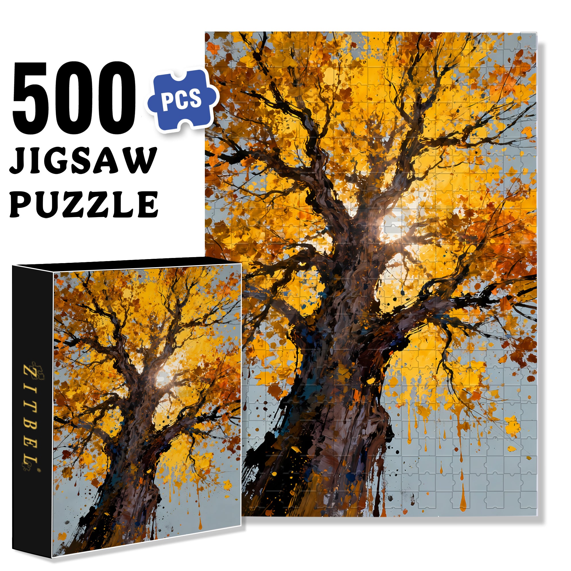 Warm Autumn Sun 500pcs/1000pcs Jigsaw Puzzle, Scratch-Resistant, Interactive Family Game & Brain-Boosting DIY Decor, Perfect for Halloween, Christmas & New Year Gifts, Family Puzzle Game