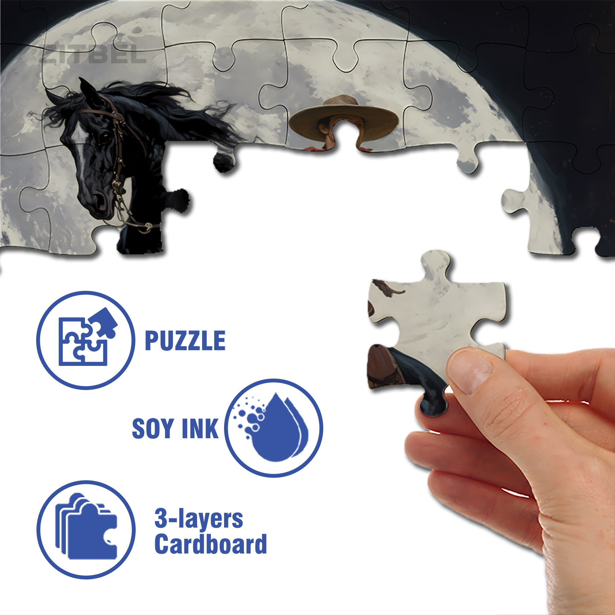 Western Cowboy 500pcs/1000pcs Jigsaw Puzzle, Scratch-Resistant, Interactive Family Game & Brain-Boosting DIY Decor, Perfect for Halloween, Christmas & New Year Gifts, Family Puzzle Game