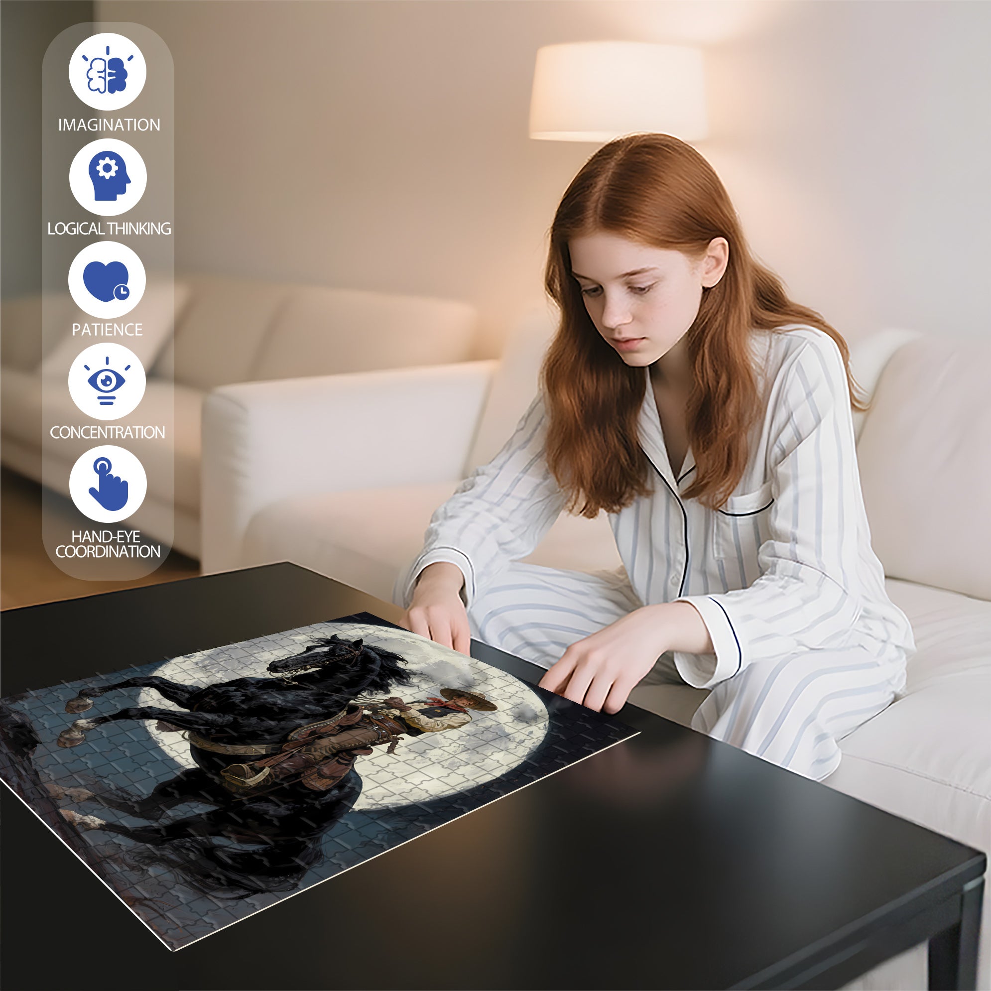 Western Cowboy 500pcs/1000pcs Jigsaw Puzzle, Scratch-Resistant, Interactive Family Game & Brain-Boosting DIY Decor, Perfect for Halloween, Christmas & New Year Gifts, Family Puzzle Game