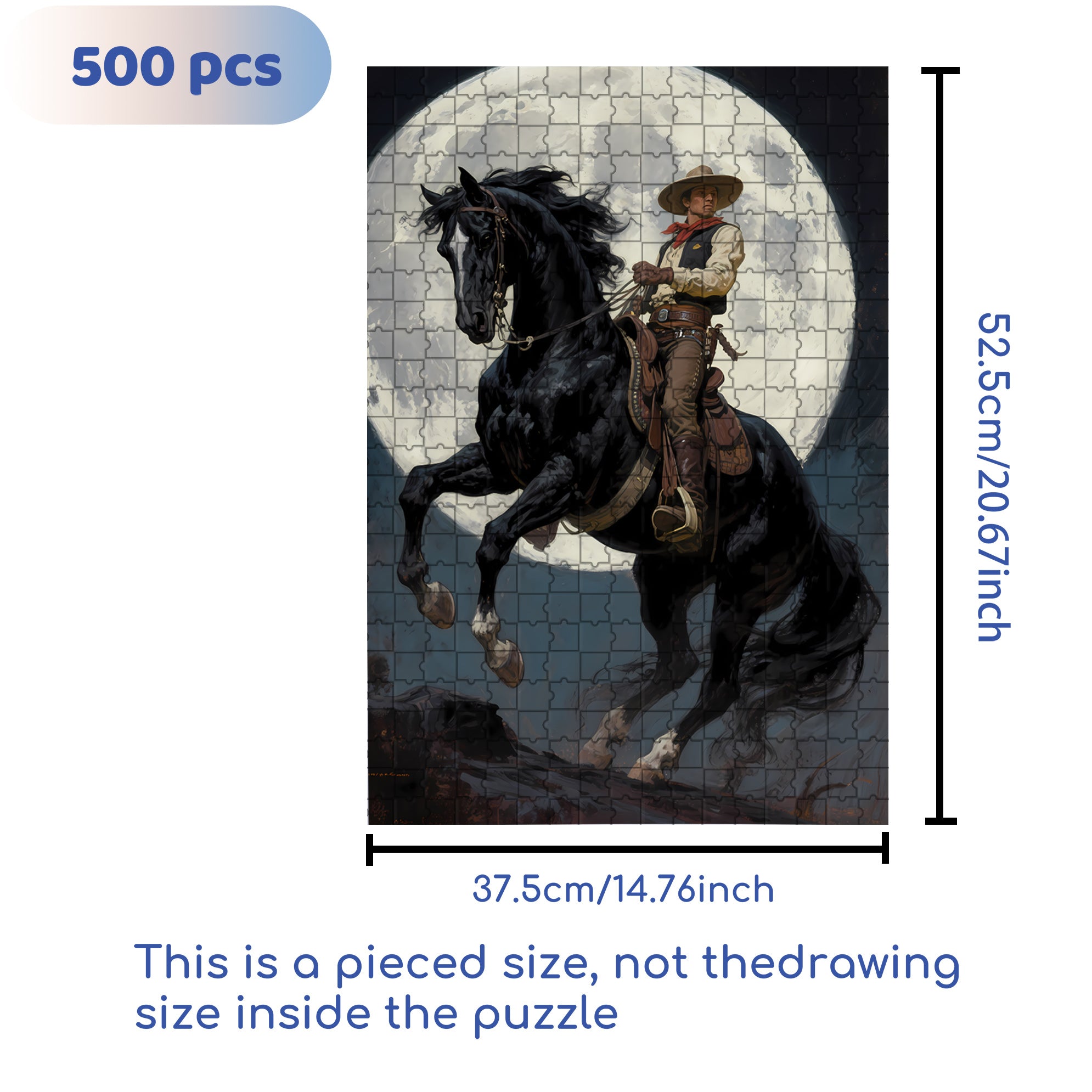 Western Cowboy 500pcs/1000pcs Jigsaw Puzzle, Scratch-Resistant, Interactive Family Game & Brain-Boosting DIY Decor, Perfect for Halloween, Christmas & New Year Gifts, Family Puzzle Game