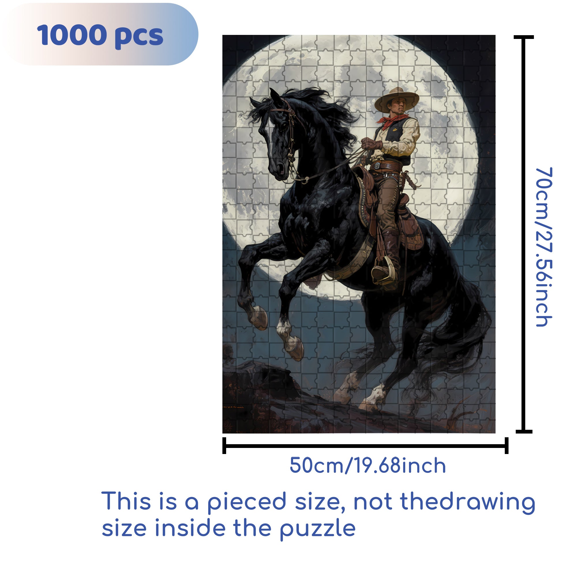 Western Cowboy 500pcs/1000pcs Jigsaw Puzzle, Scratch-Resistant, Interactive Family Game & Brain-Boosting DIY Decor, Perfect for Halloween, Christmas & New Year Gifts, Family Puzzle Game