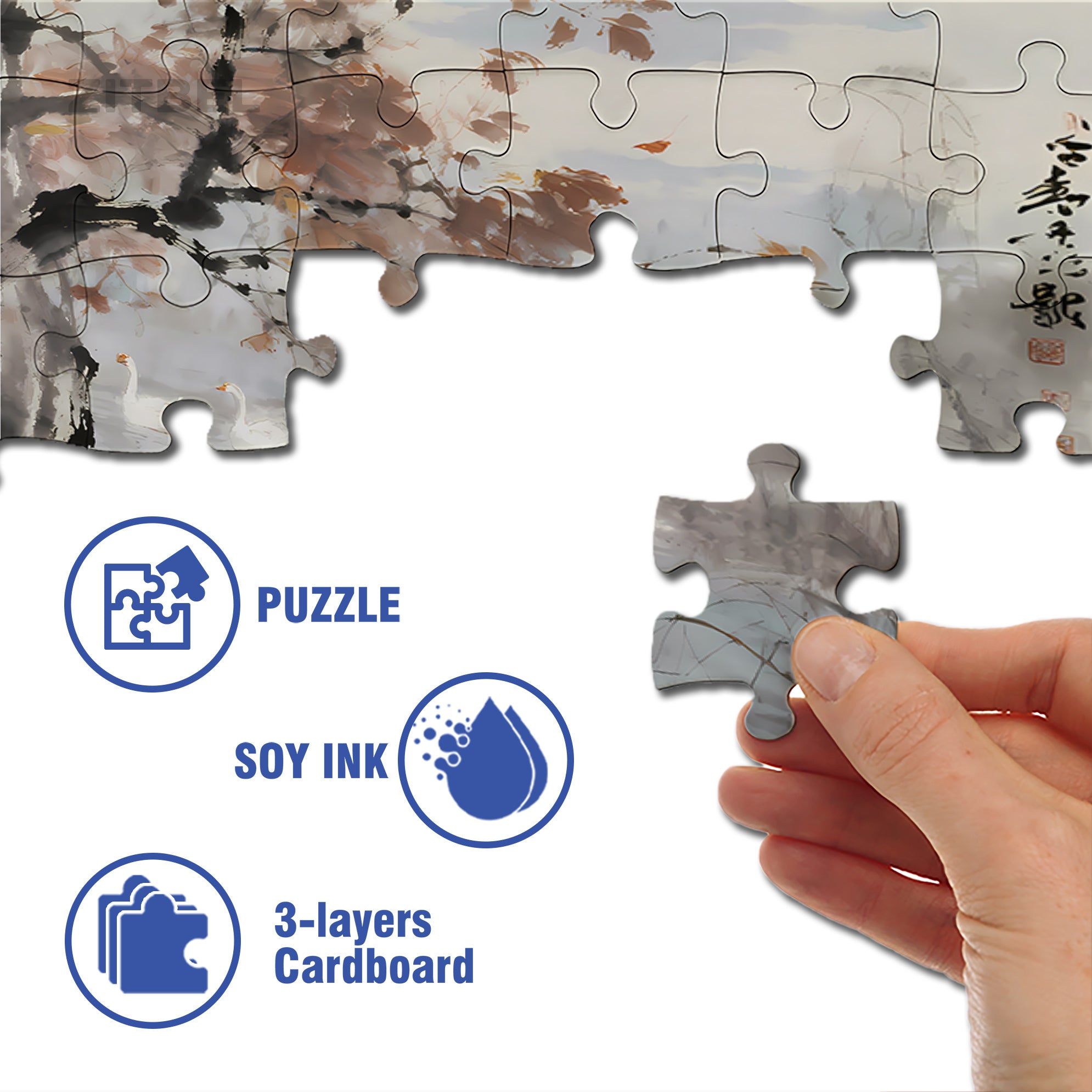 White Geese In Autumn 500pcs/1000pcs Jigsaw Puzzle, Scratch-Resistant, Interactive Family Game & Brain-Boosting DIY Decor, Perfect for Halloween, Christmas & New Year Gifts, Family Puzzle Game