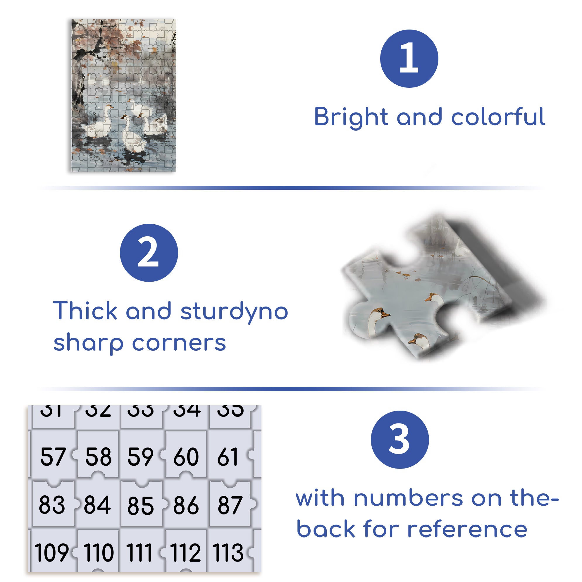 White Geese In Autumn 500pcs/1000pcs Jigsaw Puzzle, Scratch-Resistant, Interactive Family Game & Brain-Boosting DIY Decor, Perfect for Halloween, Christmas & New Year Gifts, Family Puzzle Game