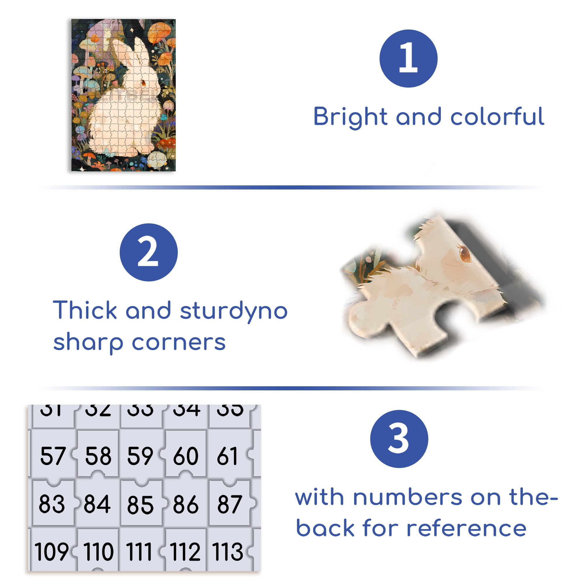 White Rabbit 500pcs/1000pcs Jigsaw Puzzle, Scratch-Resistant, Interactive Family Game & Brain-Boosting DIY Decor, Perfect for Halloween, Christmas & New Year Gifts, Family Puzzle Game