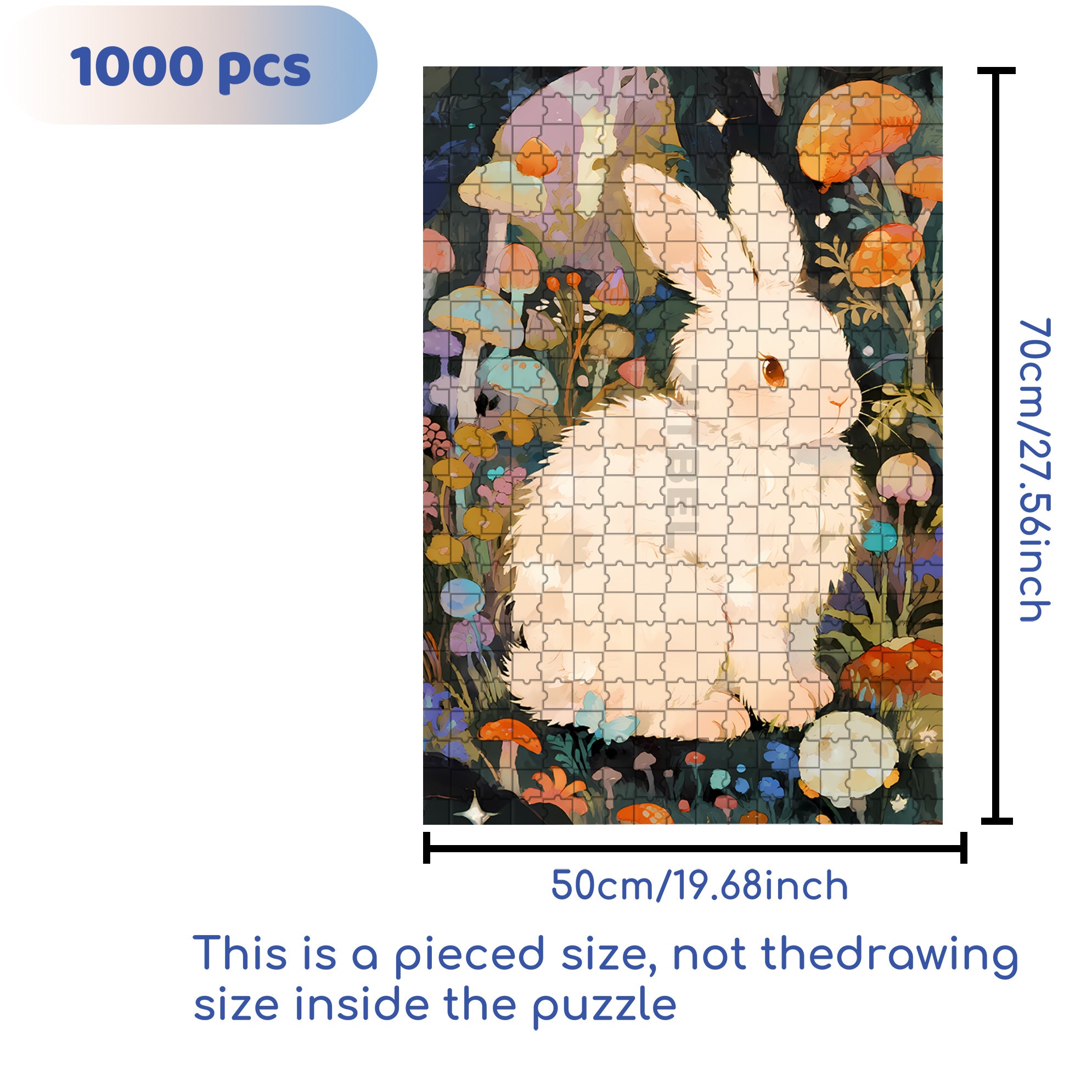 White Rabbit 500pcs/1000pcs Jigsaw Puzzle, Scratch-Resistant, Interactive Family Game & Brain-Boosting DIY Decor, Perfect for Halloween, Christmas & New Year Gifts, Family Puzzle Game