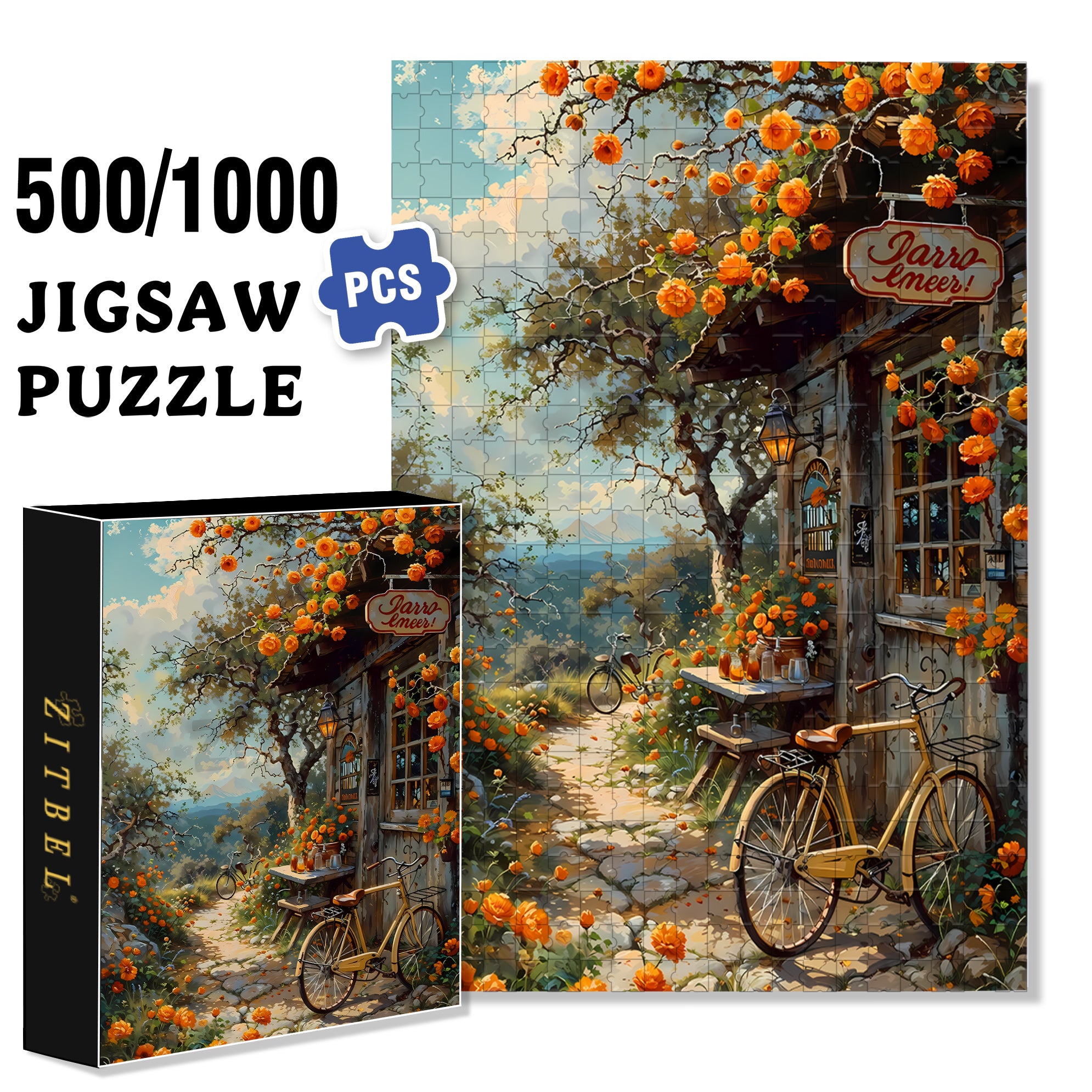 Yellow Wildflowers 500pcs/1000pcs Jigsaw Puzzle, Scratch-Resistant, Interactive Family Game & Brain-Boosting DIY Decor, Perfect for Halloween, Christmas & New Year Gifts, Family Puzzle Game