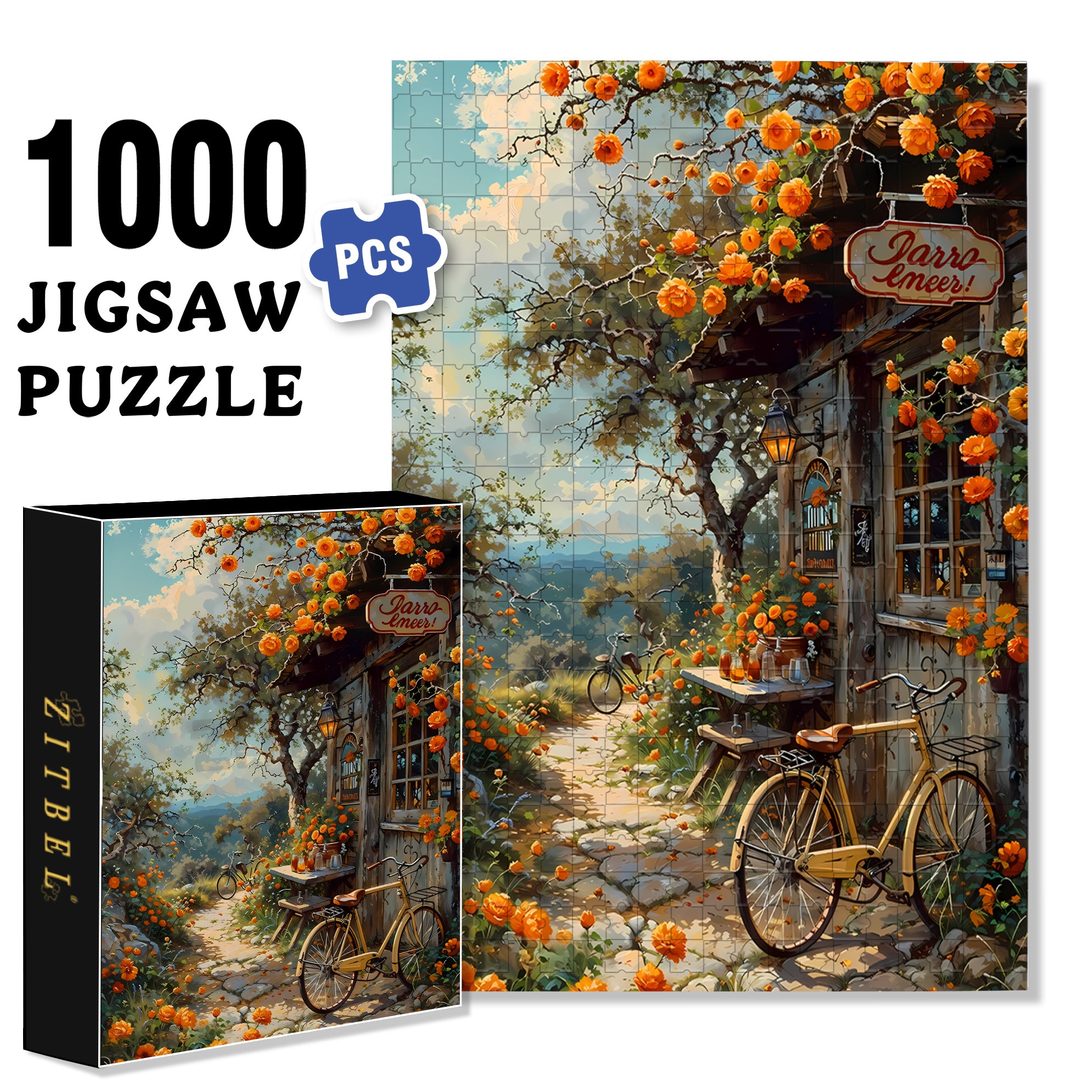 Yellow Wildflowers 500pcs/1000pcs Jigsaw Puzzle, Scratch-Resistant, Interactive Family Game & Brain-Boosting DIY Decor, Perfect for Halloween, Christmas & New Year Gifts, Family Puzzle Game