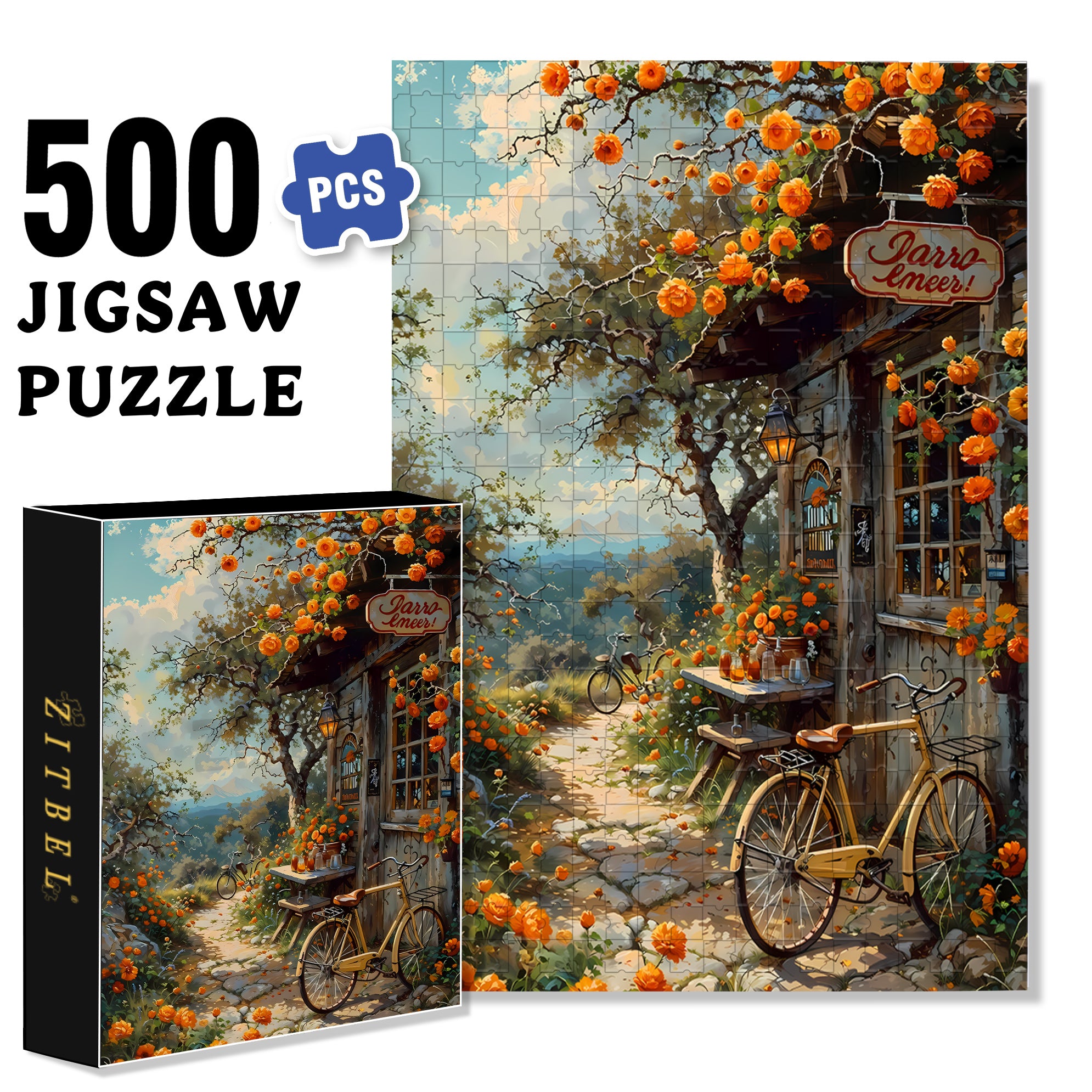 Yellow Wildflowers 500pcs/1000pcs Jigsaw Puzzle, Scratch-Resistant, Interactive Family Game & Brain-Boosting DIY Decor, Perfect for Halloween, Christmas & New Year Gifts, Family Puzzle Game