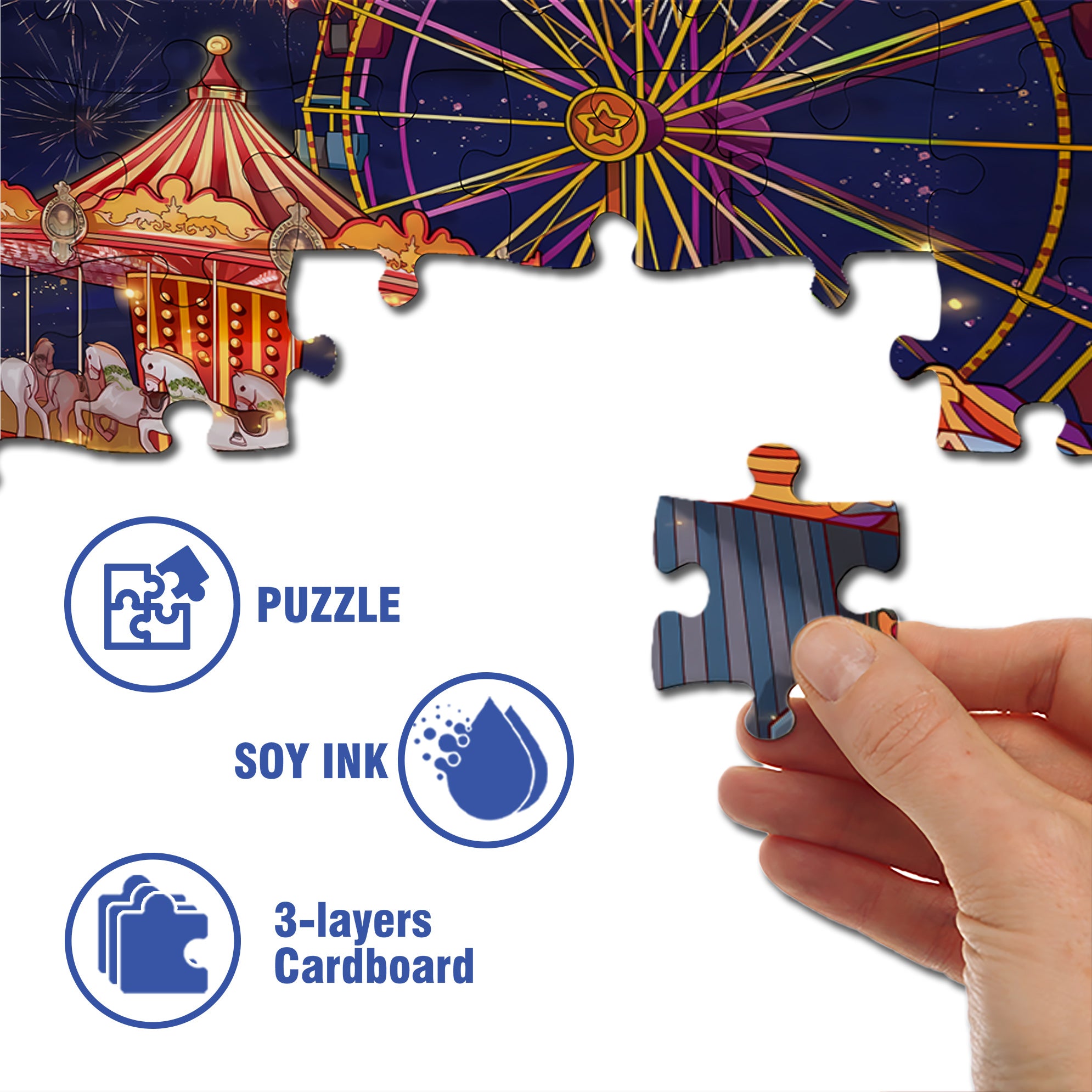 Amusement Park 500pcs/1000pcs Jigsaw Puzzle, Scratch-Resistant, Interactive Family Game & Brain-Boosting DIY Decor, Perfect for Halloween, Christmas & New Year Gifts, Family Puzzle Game