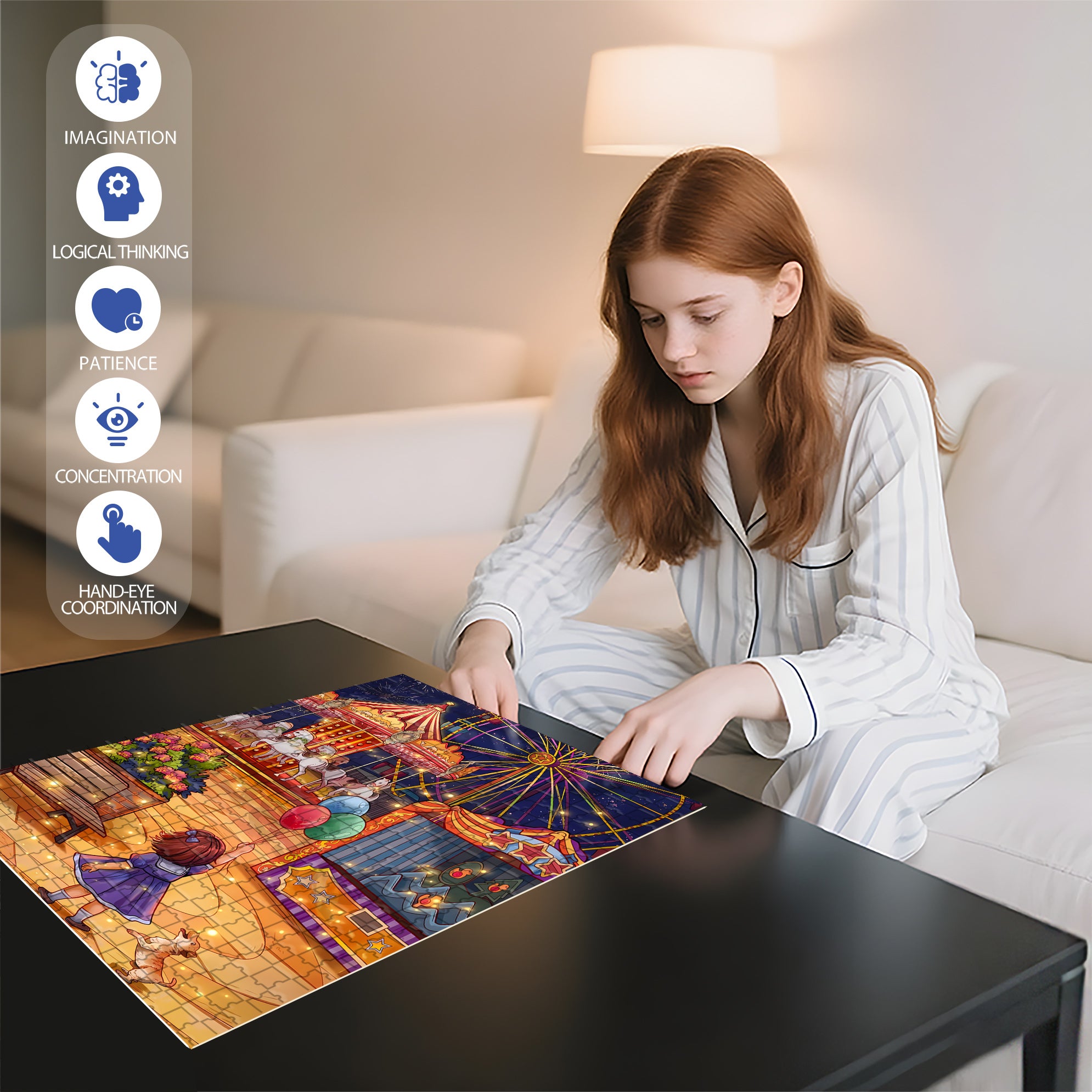Amusement Park 500pcs/1000pcs Jigsaw Puzzle, Scratch-Resistant, Interactive Family Game & Brain-Boosting DIY Decor, Perfect for Halloween, Christmas & New Year Gifts, Family Puzzle Game