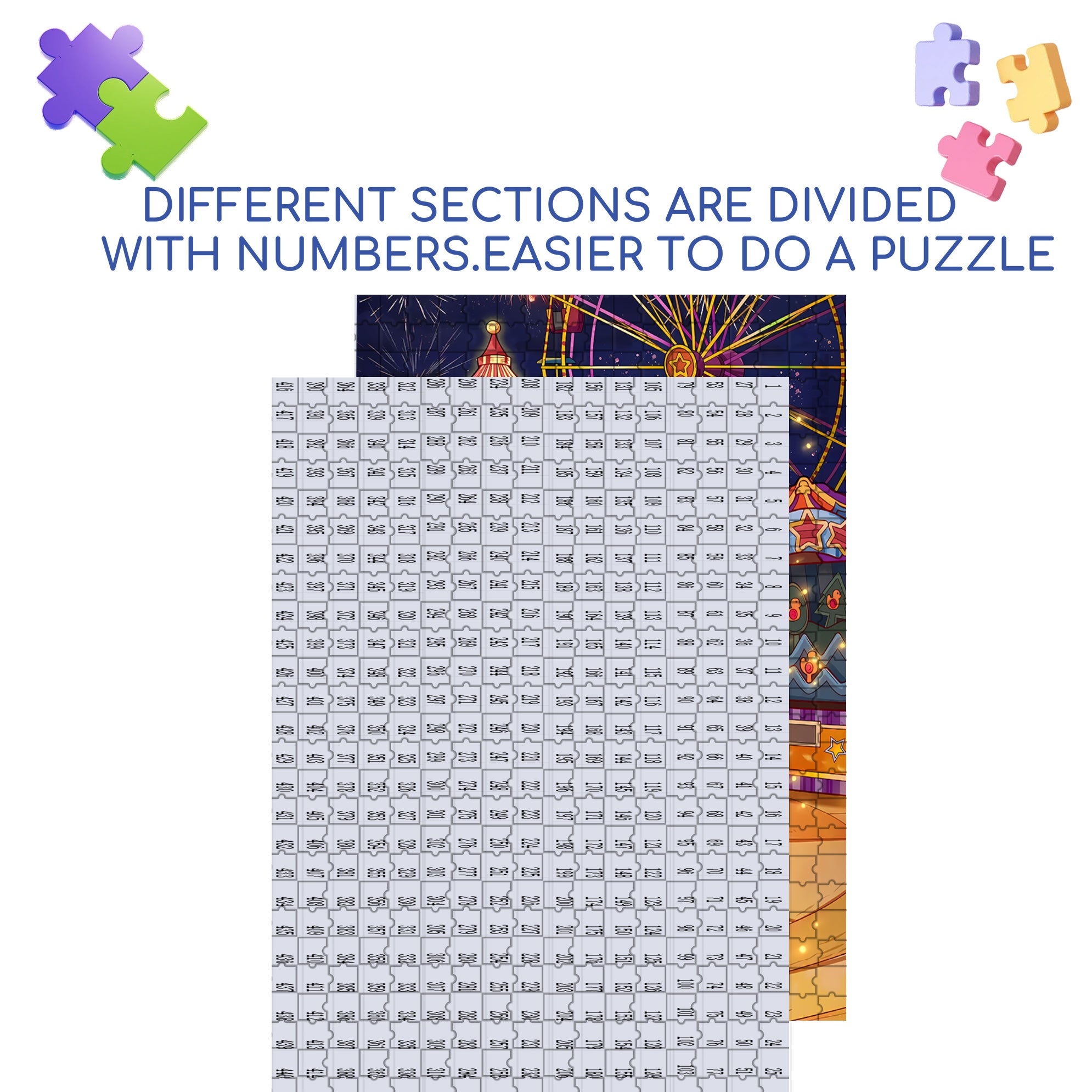 Amusement Park 500pcs/1000pcs Jigsaw Puzzle, Scratch-Resistant, Interactive Family Game & Brain-Boosting DIY Decor, Perfect for Halloween, Christmas & New Year Gifts, Family Puzzle Game