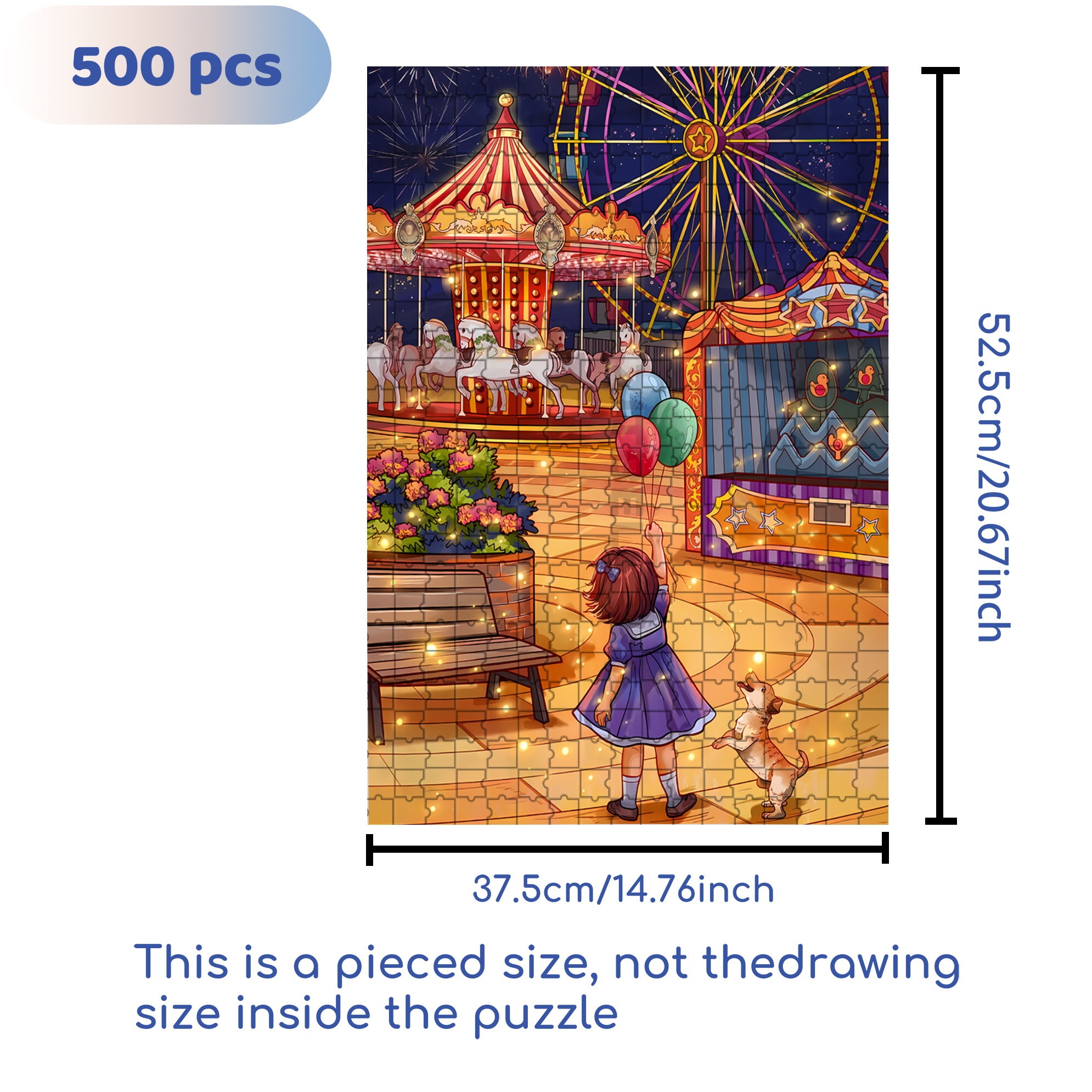 Amusement Park 500pcs/1000pcs Jigsaw Puzzle, Scratch-Resistant, Interactive Family Game & Brain-Boosting DIY Decor, Perfect for Halloween, Christmas & New Year Gifts, Family Puzzle Game