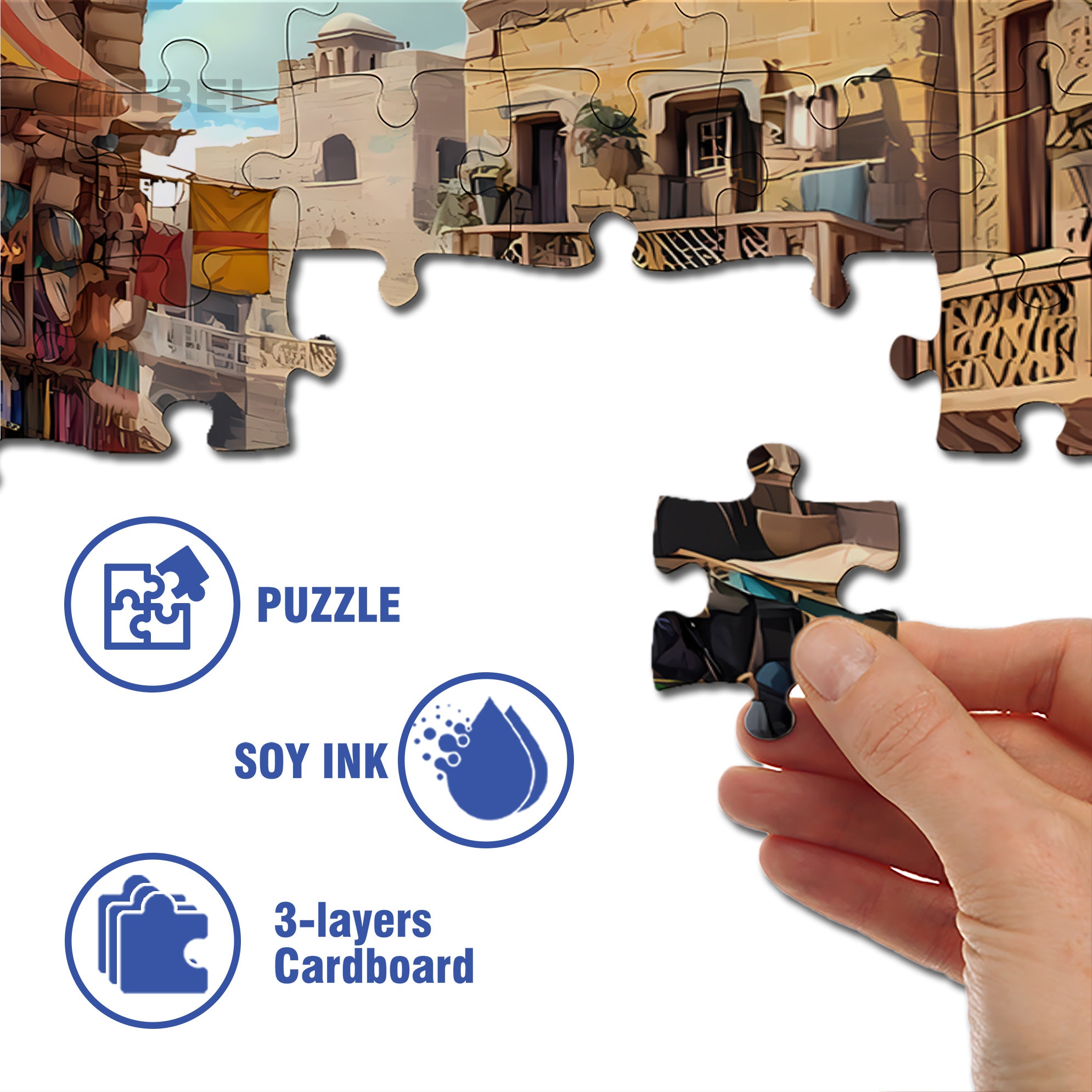 Arab Market 500pcs/1000pcs Jigsaw Puzzle, Scratch-Resistant, Interactive Family Game & Brain-Boosting DIY Decor, Perfect for Halloween, Christmas & New Year Gifts, Family Puzzle Game