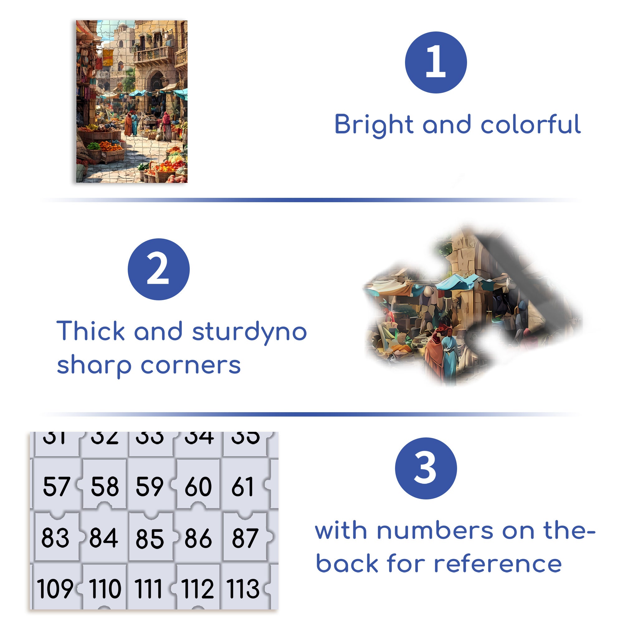 Arab Market 500pcs/1000pcs Jigsaw Puzzle, Scratch-Resistant, Interactive Family Game & Brain-Boosting DIY Decor, Perfect for Halloween, Christmas & New Year Gifts, Family Puzzle Game