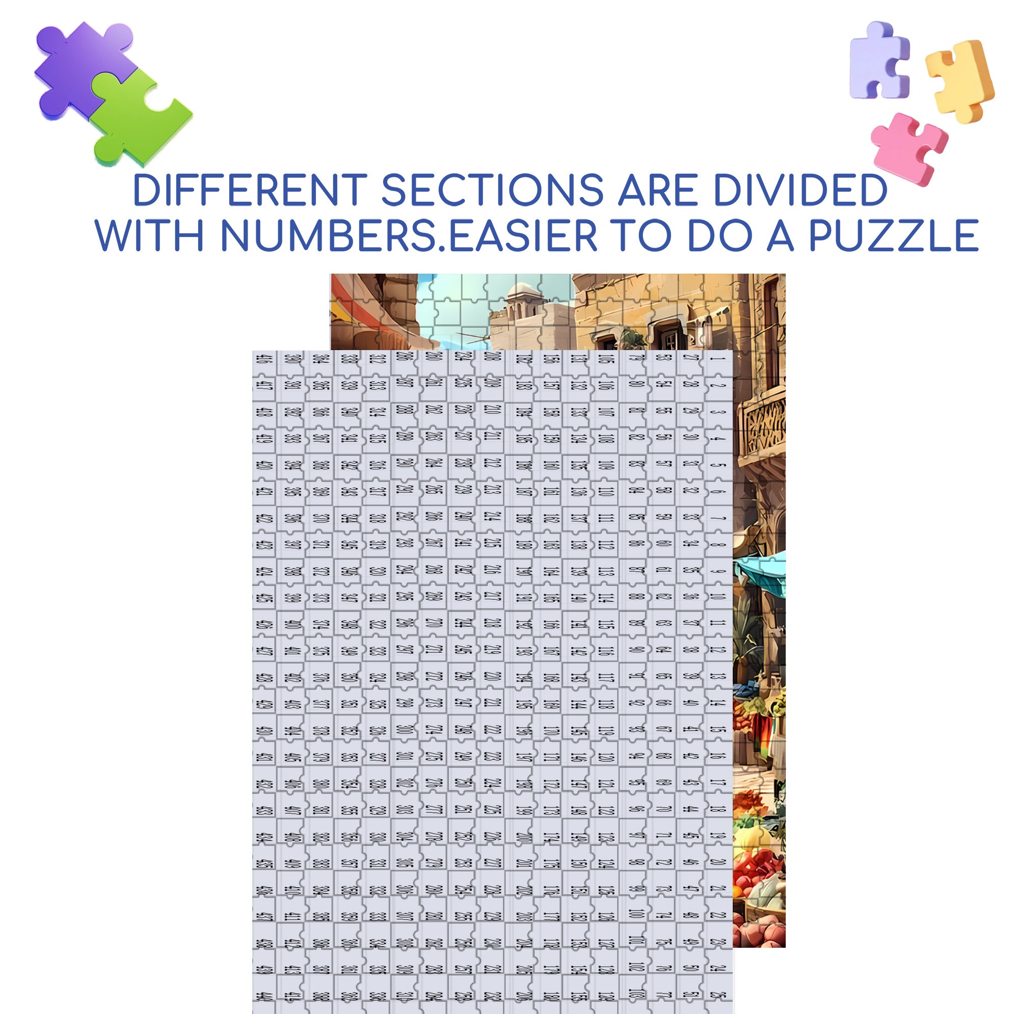 Arab Market 500pcs/1000pcs Jigsaw Puzzle, Scratch-Resistant, Interactive Family Game & Brain-Boosting DIY Decor, Perfect for Halloween, Christmas & New Year Gifts, Family Puzzle Game