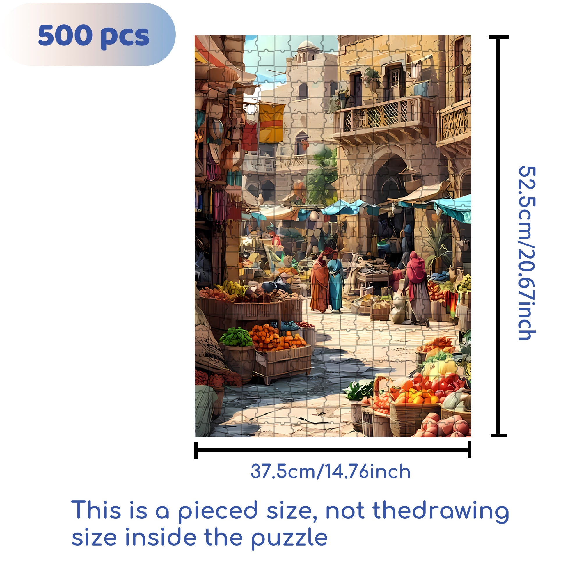 Arab Market 500pcs/1000pcs Jigsaw Puzzle, Scratch-Resistant, Interactive Family Game & Brain-Boosting DIY Decor, Perfect for Halloween, Christmas & New Year Gifts, Family Puzzle Game