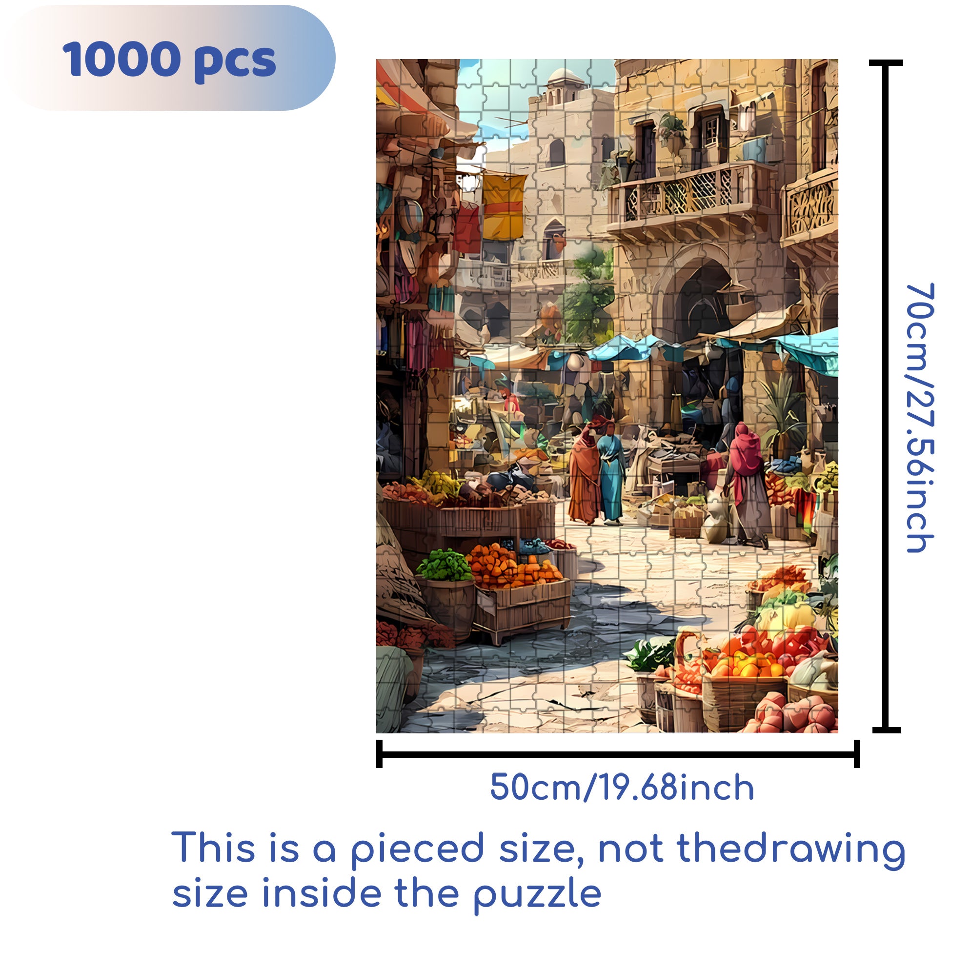 Arab Market 500pcs/1000pcs Jigsaw Puzzle, Scratch-Resistant, Interactive Family Game & Brain-Boosting DIY Decor, Perfect for Halloween, Christmas & New Year Gifts, Family Puzzle Game