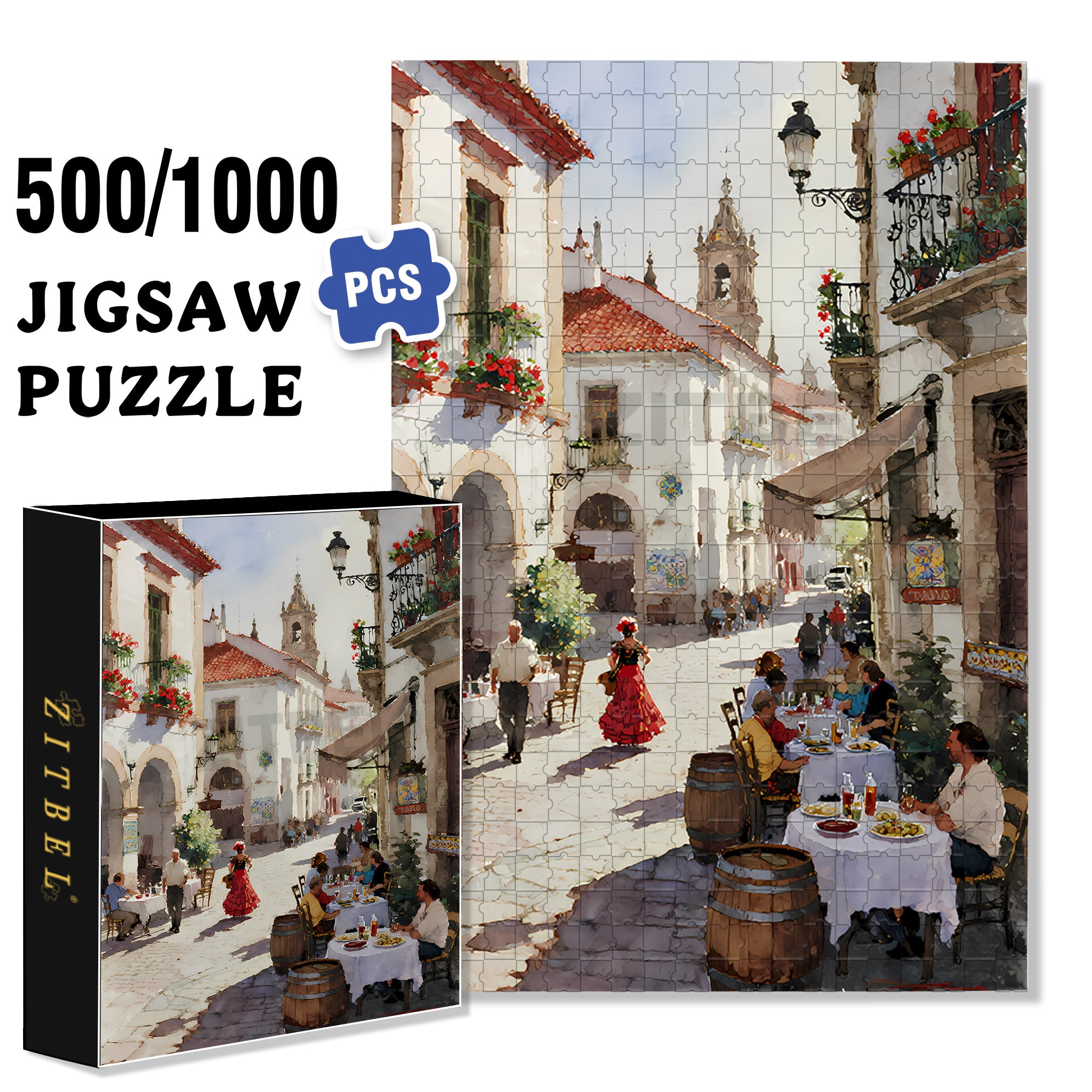 Barcelona 500pcs/1000pcs Jigsaw Puzzle, Scratch-Resistant, Interactive Family Game & Brain-Boosting DIY Decor, Perfect for Halloween, Christmas & New Year Gifts, Family Puzzle Game
