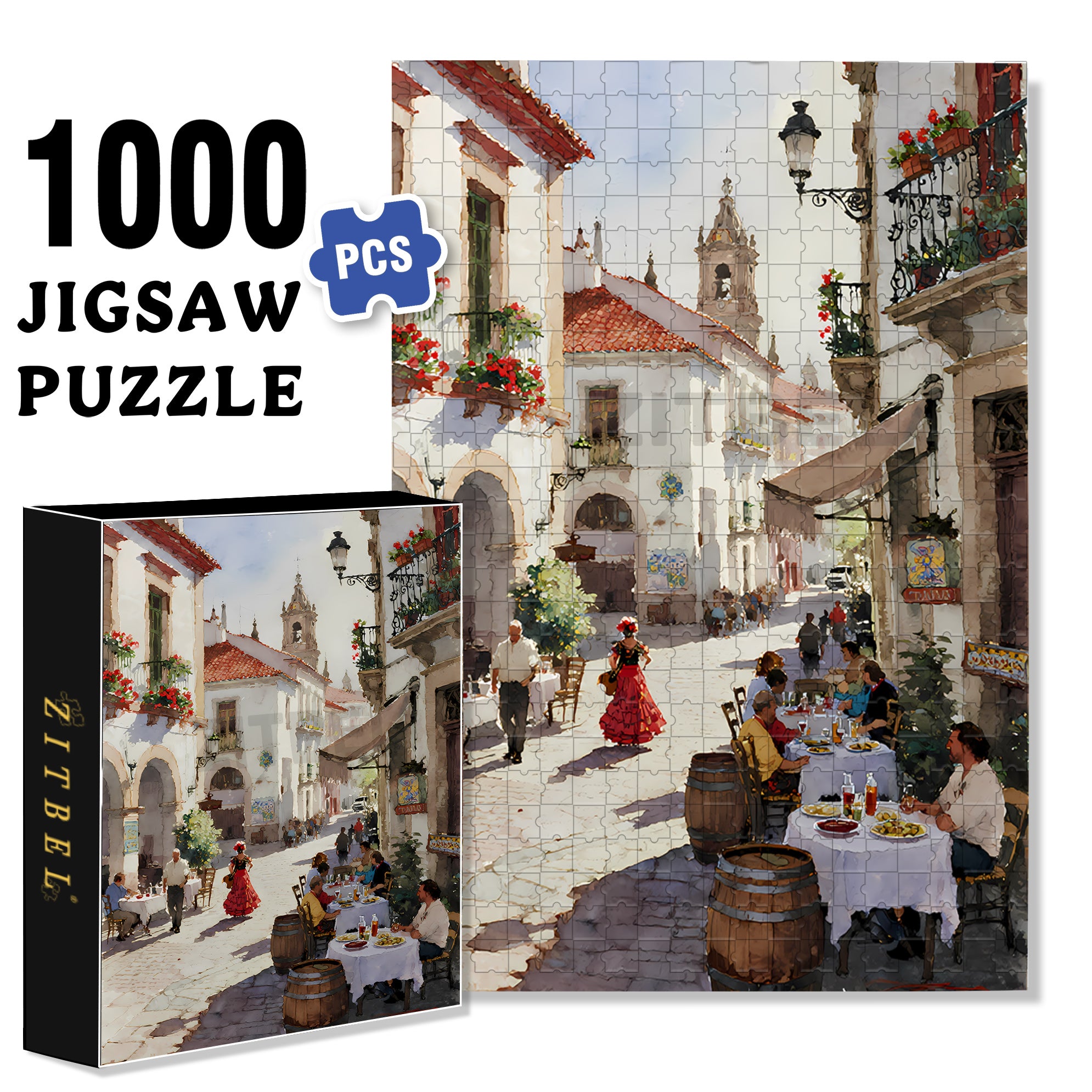 Barcelona 500pcs/1000pcs Jigsaw Puzzle, Scratch-Resistant, Interactive Family Game & Brain-Boosting DIY Decor, Perfect for Halloween, Christmas & New Year Gifts, Family Puzzle Game