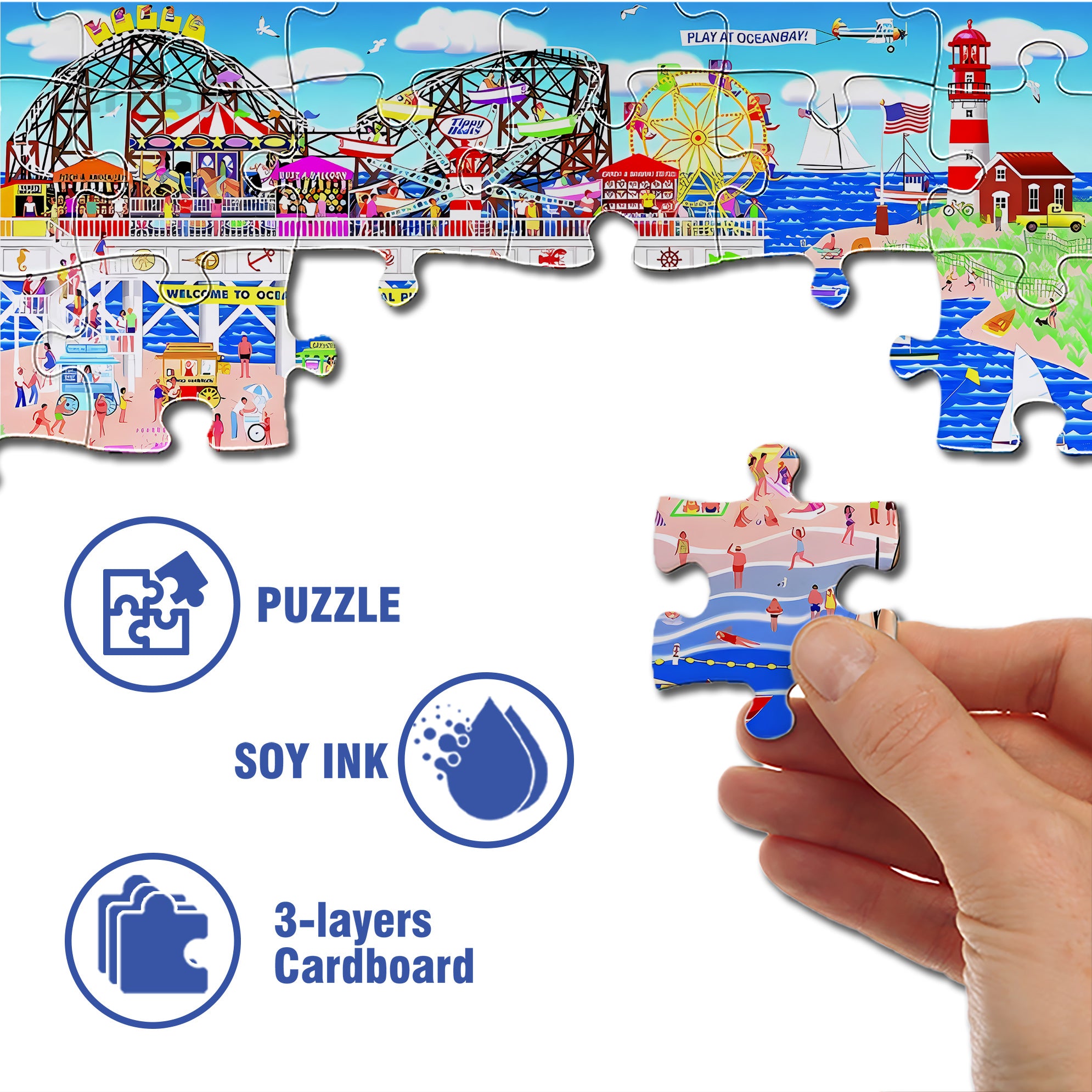 Bathing Beach 500pcs/1000pcs Jigsaw Puzzle, Scratch-Resistant, Interactive Family Game & Brain-Boosting DIY Decor, Perfect for Halloween, Christmas & New Year Gifts, Family Puzzle Game